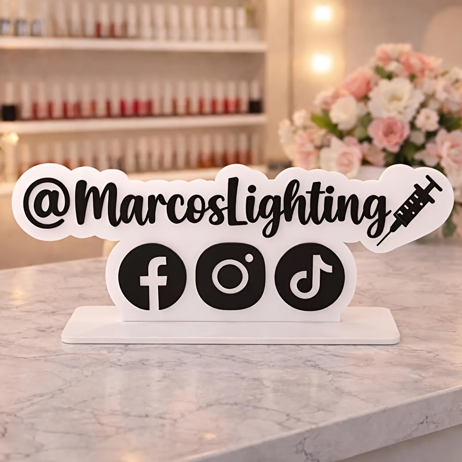 TEMU [2d Flat] [2d Flat] Custom Acrylic Social Media Business Display, Personalized Social Media Account Labels, Acrylic Nameplate, Tk, Ytb, Fb