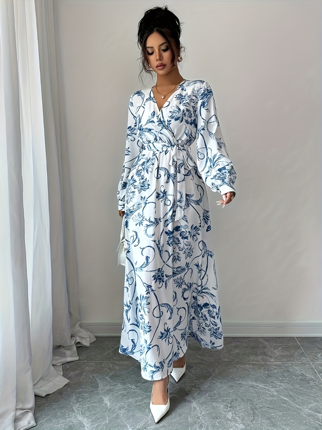 blue and white floral dress sold on Temu United States blue and white floral dress sold on Temu United States