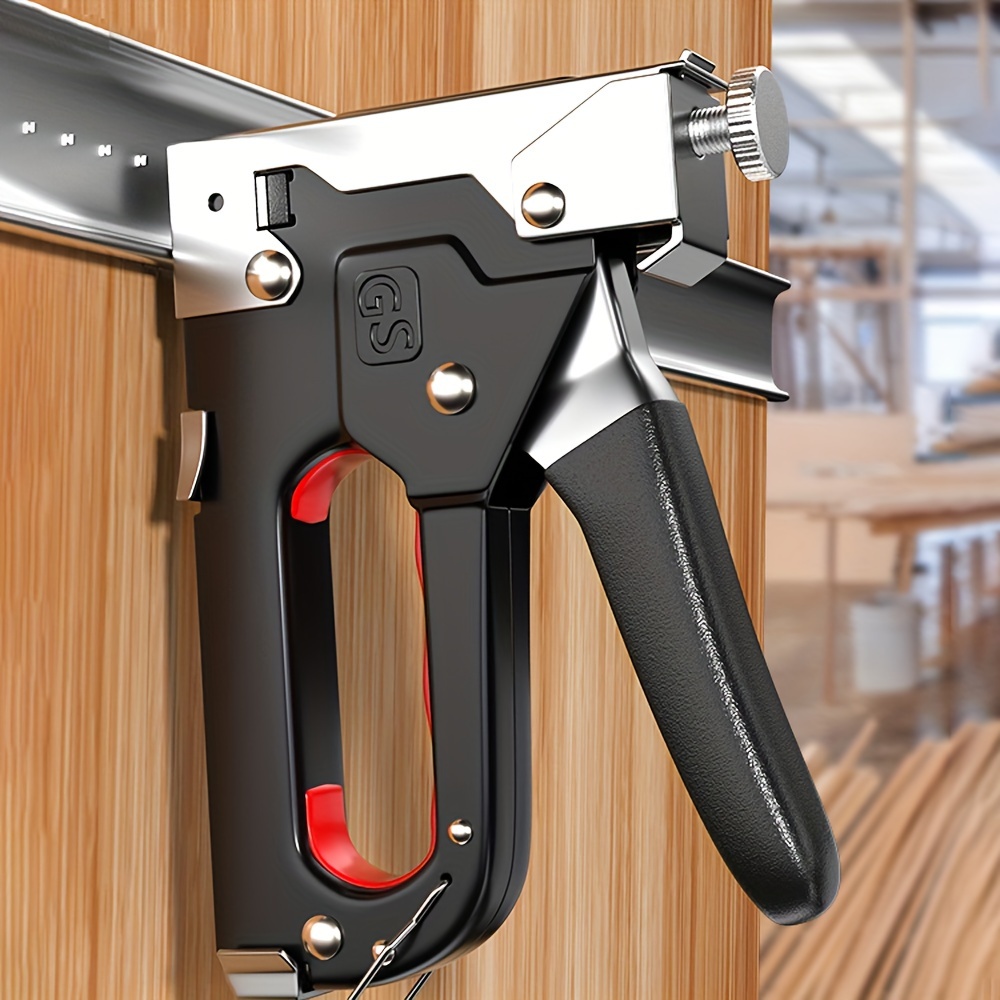 1pc heavy duty nailing machine stapler shooting nail gun manual nail gun nail gun which used to install t shaped nails u shaped nails i shaped nails and n shaped nails suitable for decoration furniture wooden etc details 5