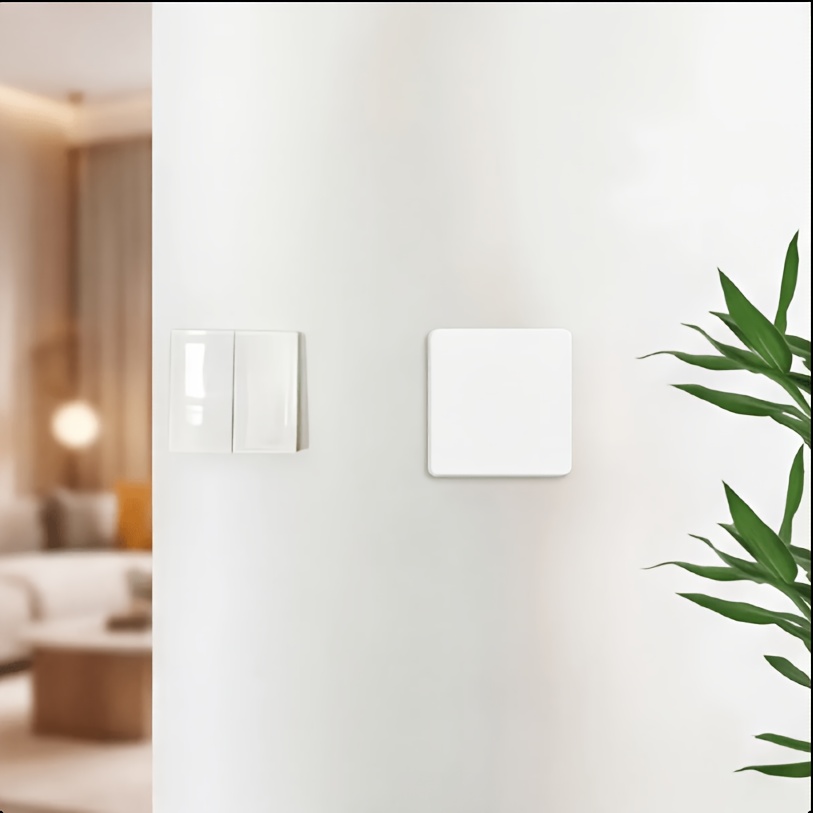 TEMU 2d Flat, 1-pack Gray And White Acrylic Concealing Patch, 8cm/10cm, With Self-adhesive Backing, Waterproof Hole Repair Wall Sticker, Concealing