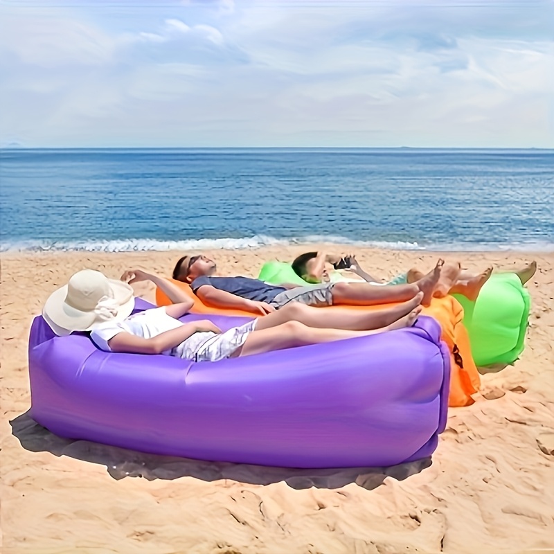 1pc inflatable lounger air sofa portable outdoor camping lazy sofa for water beach grass   bed sleeping bag music festival inflatable sofa