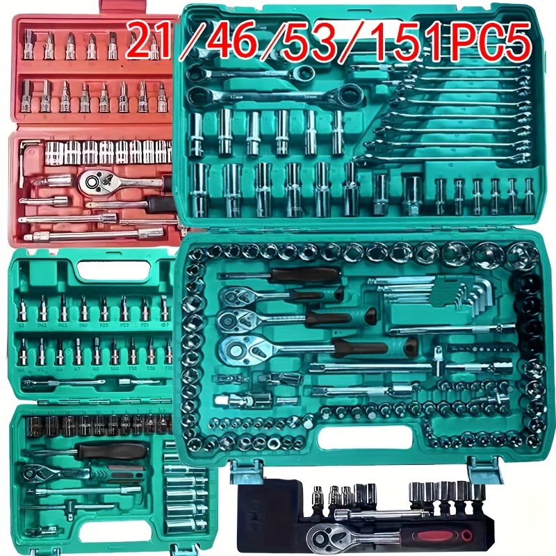 

12/46/53/151pcs Wrench Socket Set Hardware Car Boat Motorcycle Repairing Kit Ratchet Spanner Tool Set