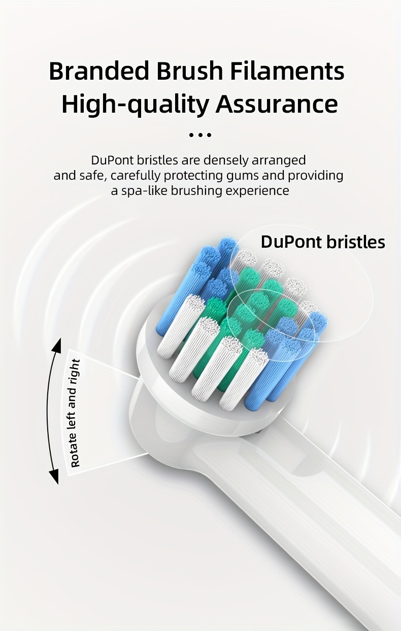 Powerful Rechargeable Electric Toothbrush- Compatible with Oral-B Brush Heads | Includes 10 Long-Lasting Replacement Heads | Ultra-Soft DuPont Bristles | 3 Cleaning Modes | USB-C Fast Charging | IPX7 Waterproof | Great Gift for Family or Travel