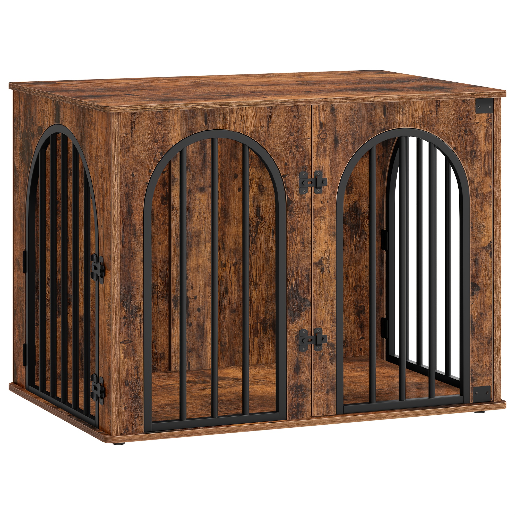 Dog Cage Furniture, 80cm Dog Crate For Home, 3 Doors, Arched Door, Modern Indoor Dog Crate For Dogs, Side Table, Heavy-duty Dog Cage, 80 X 56 X 61cm, Black/