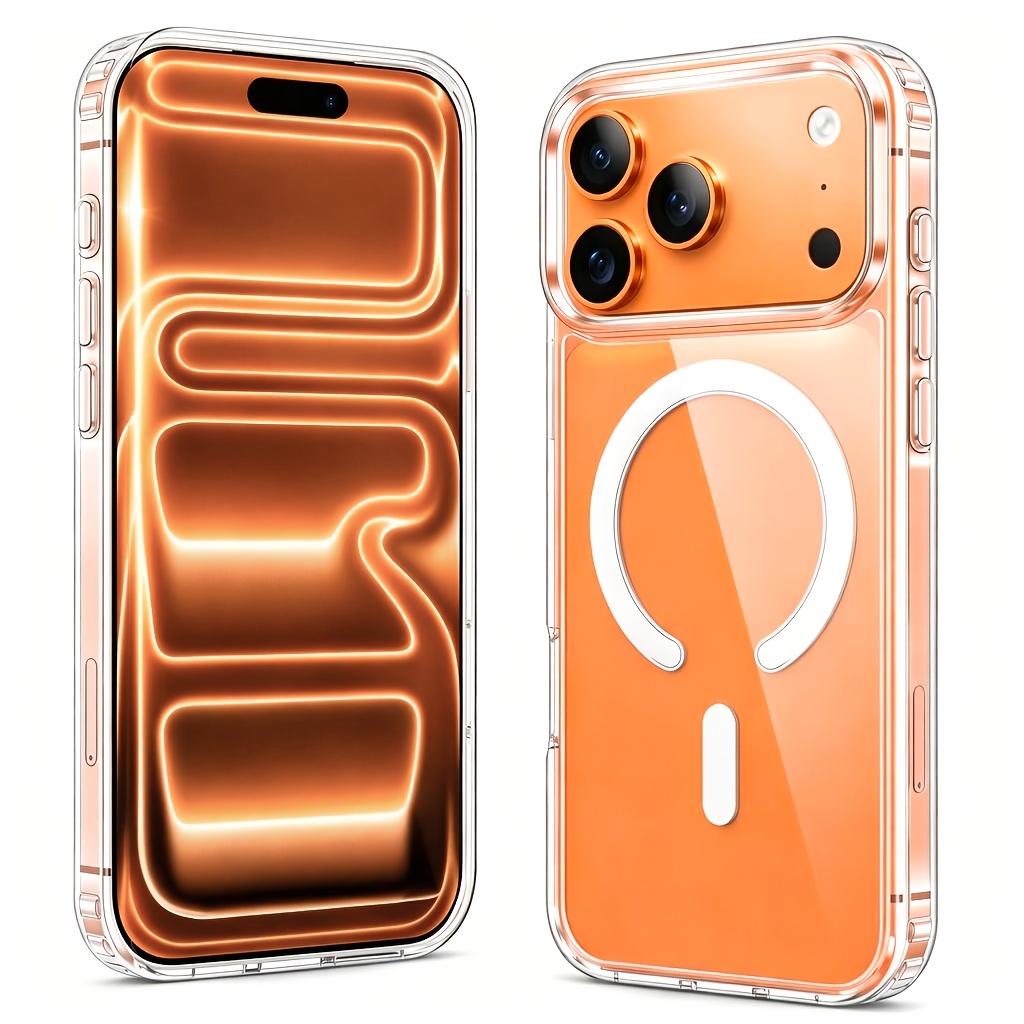 TEMU Custodia per telefono: Custodia con ricarica wireless magnetica compatibile con iPhone 17 Pro 15 14 13 Pro Max per , custodie trasparenti per