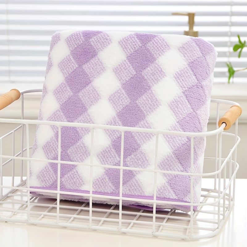 TEMU 1pc Contemporary Plaid Bath , -dry Soft Polyester, Lightweight, Rectangular, , 250g/㎡, For Bathroom Decor