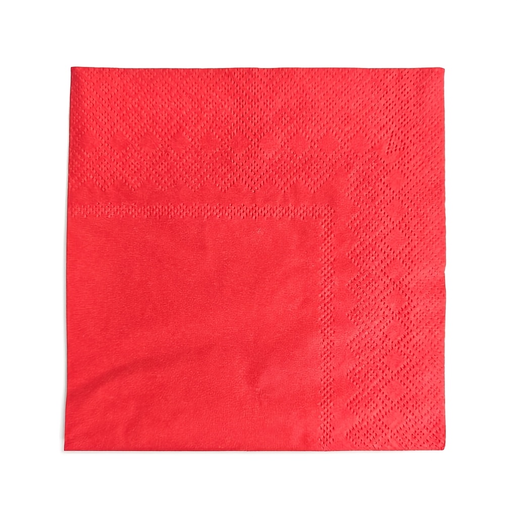 TEMU Lot de 50 serviettes de cocktail rouges, 4,92" x 4,92", serviettes de cocktail carrées 2 épaisseurs de qualité supérieure pour boissons,