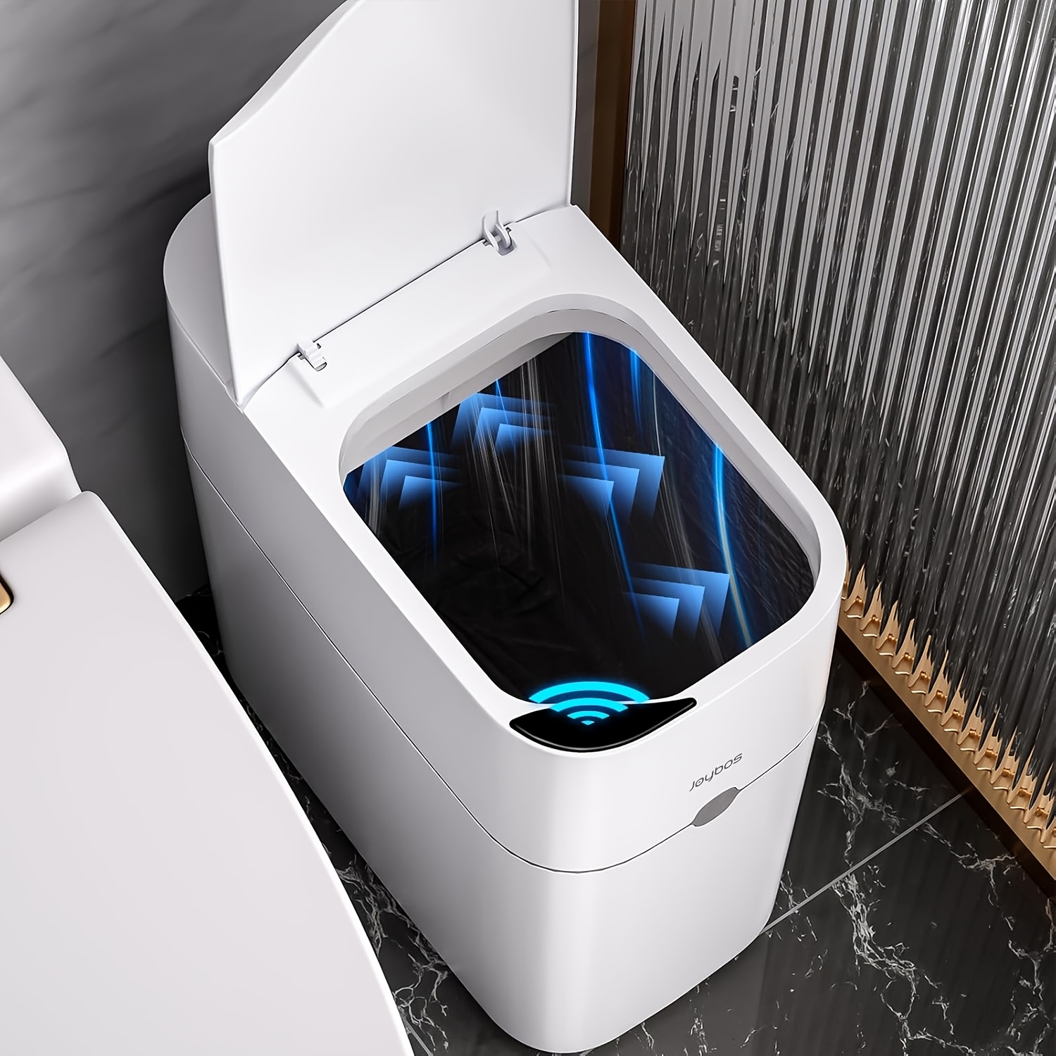 TEMU Automatic Trash Can, Bathroom Trash Can With Lid, Touchless Trash Can, Slim Motion Sensor Narrow Seam Trash Can, For Bathroom, Bedroom, Kitchen,