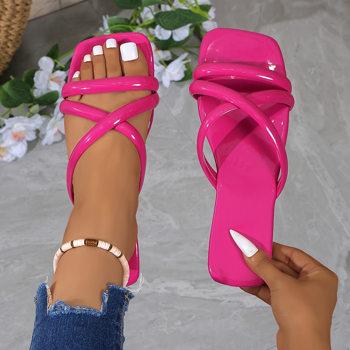 yellow sandals sold on Temu United States