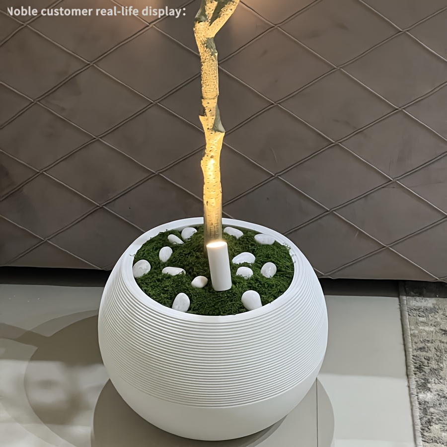 Extra Large Artificial Rock Spherical Plant Plastic Pots, Durable Threaded and Tree Pattern Combination, Suitable for Faux Plants, Flowers, and Easy-to-Care Greenery, Indoor/Outdoor Use, Ideal for Garden, Living Room, Balcony, Courtyard, Outdoor Ent