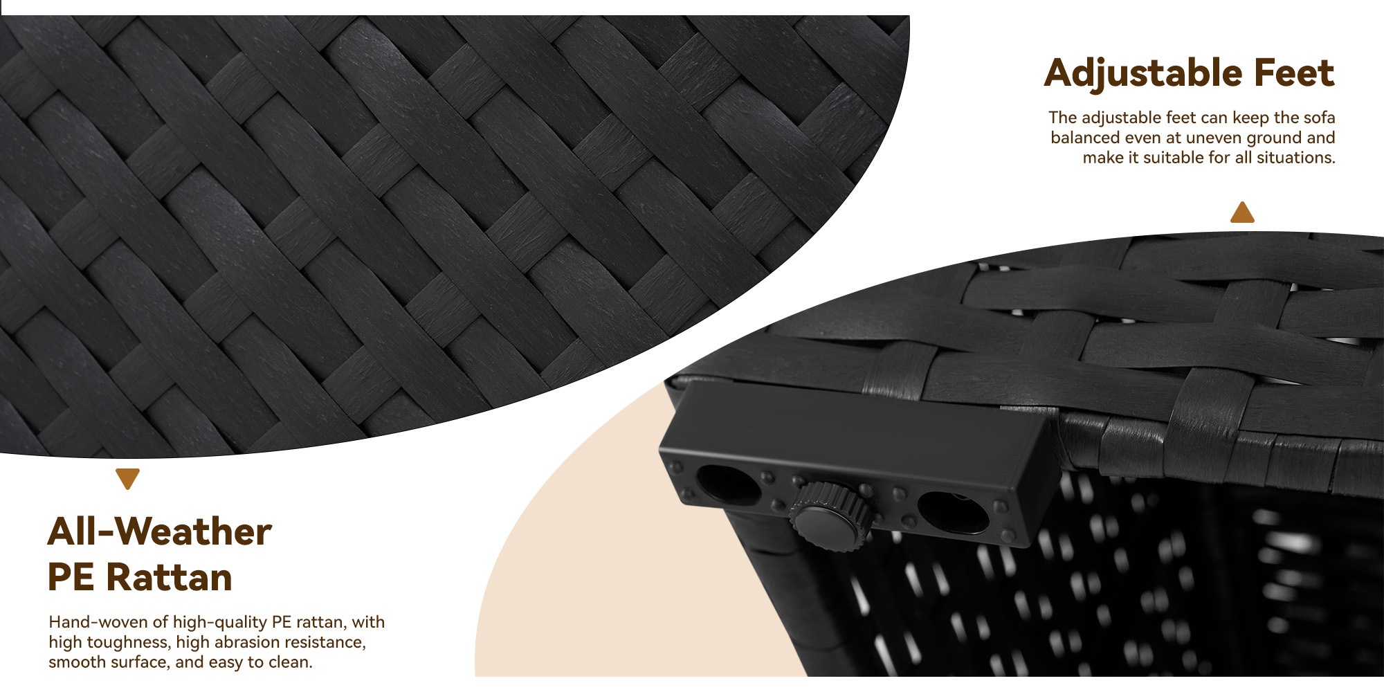 3 - 8pcs Outdoor Sectional Patio Furniture Set with Patio Umbrella/Outdoor Fire Pit | L-Shaped Wicker Rattan Conversation Set | 4