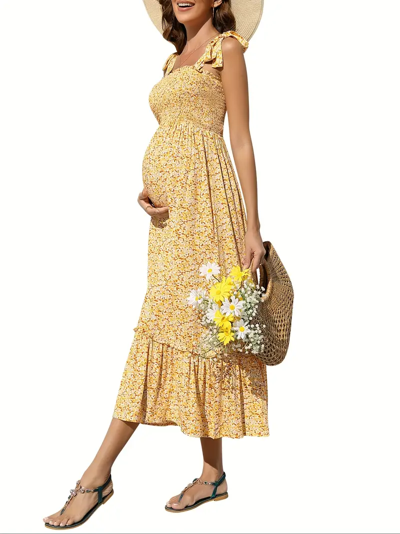 womens maternity summer casual smocked dress boho spaghetti - Temu womens maternity summer casual smocked dress boho spaghetti - Temu