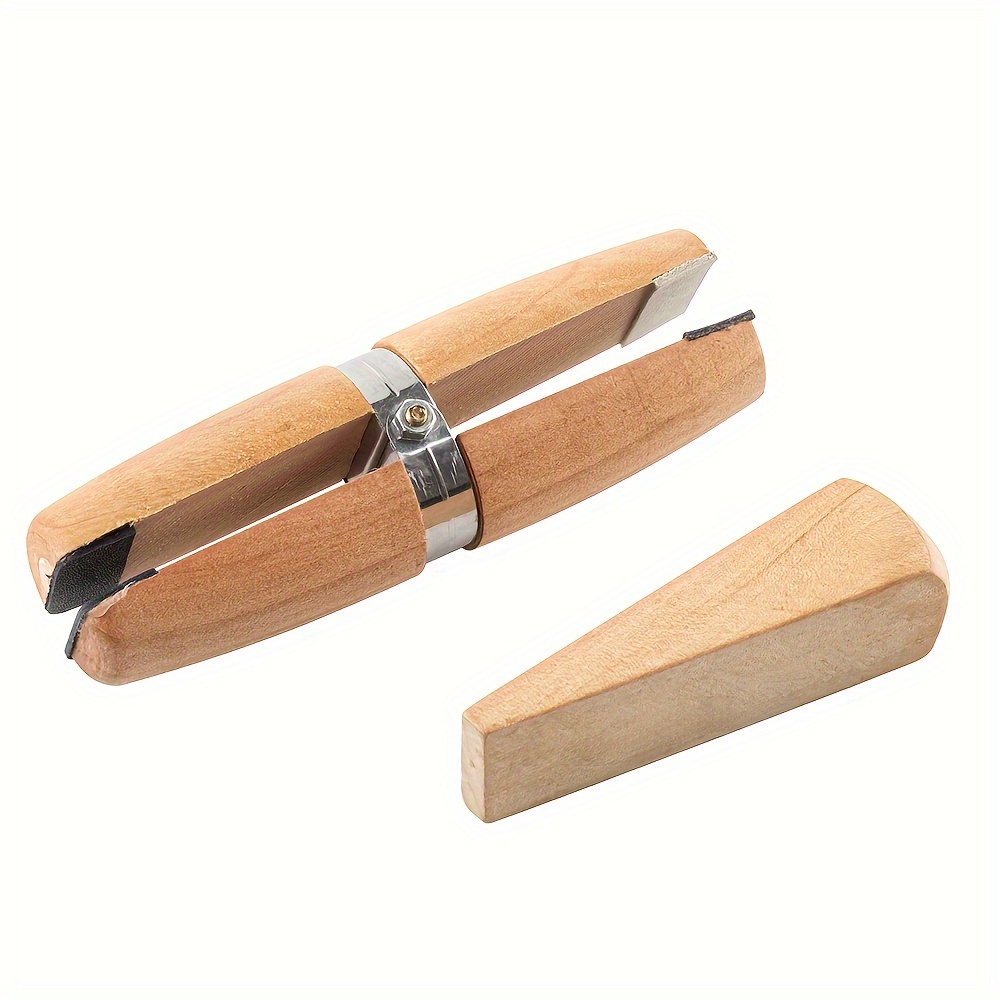 Image of The Hobbyworker Wooden Ring Clamp, With Leather Tip Inserts And Wedge, Hand Tool For Polishing And Repairing Rings, Jewelry Making Engraving Tool