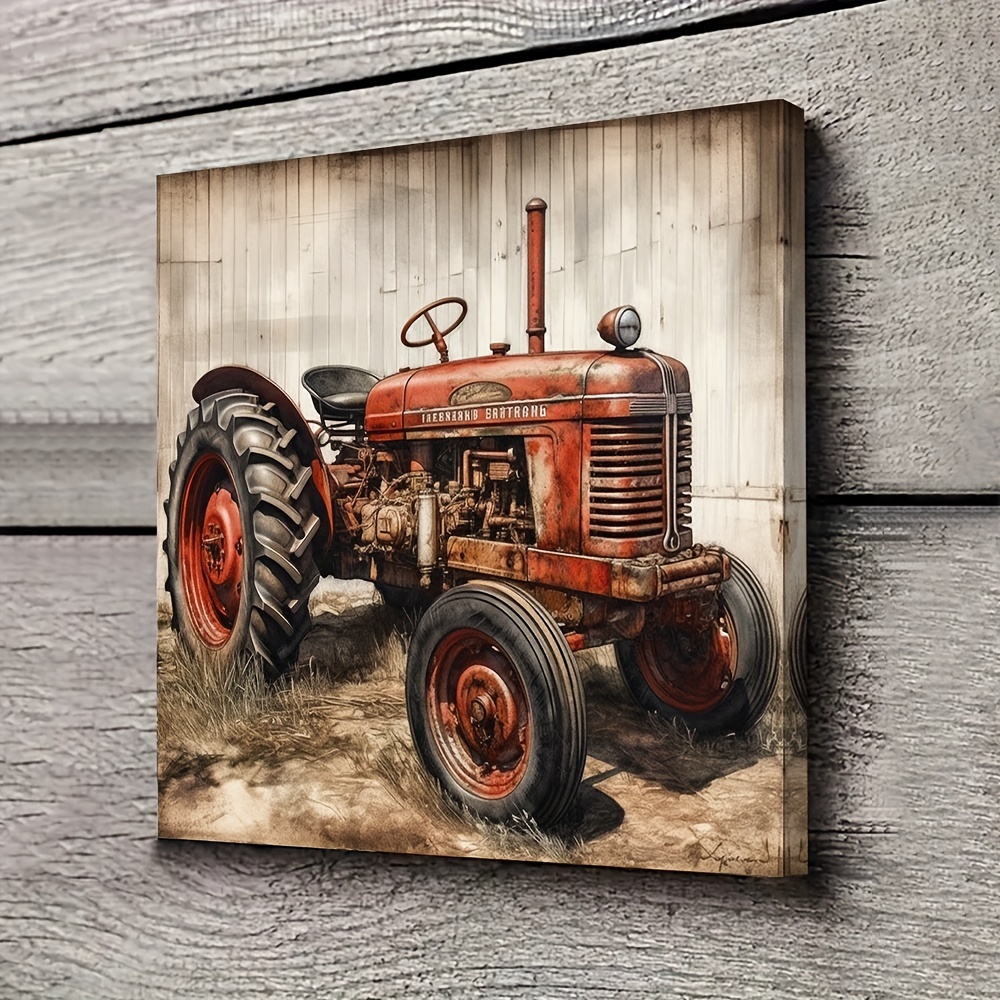 

1pc Wooden Framed Canvas Painting Tractor Wall Art Prints For Home Decoration, Living Room & Bedroom, Festival Party Decor, Gifts, Ready To Hang