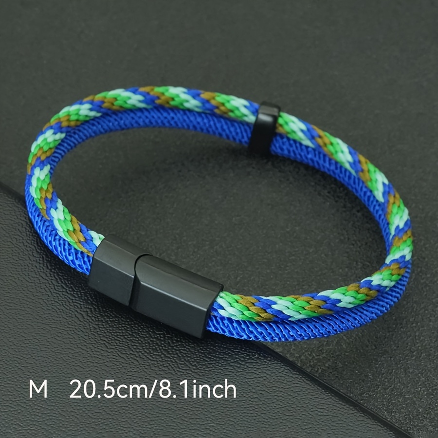 Men's Handmade Woven Bracelet, Detachable Clasp, Outdoor Style