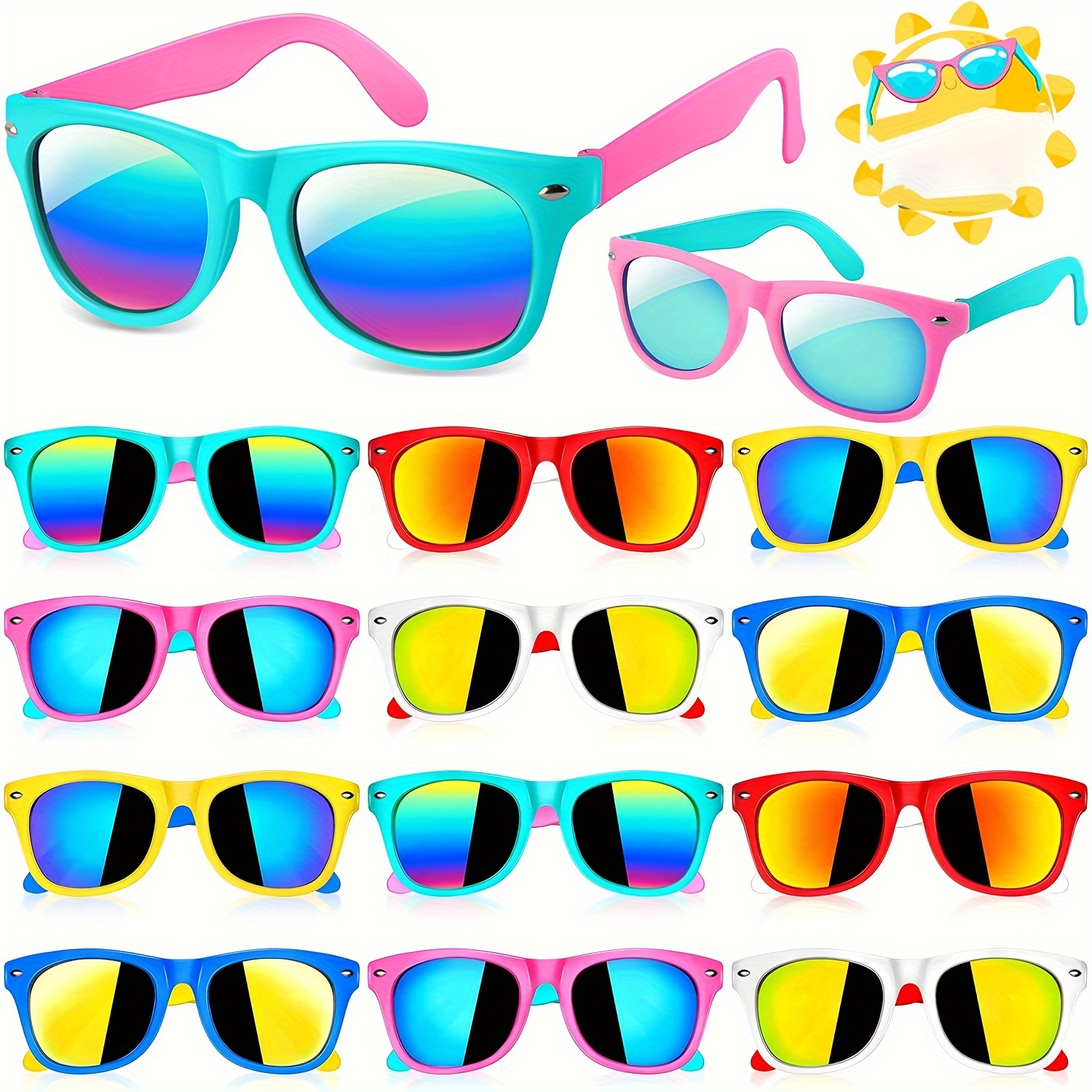 

24pairs, Y2k Cool Fantasy Classic Fashion Glasses, Color Matching Style, For Boys Girls Outdoor Sports Party Vacation Travel Supplies Photo Props