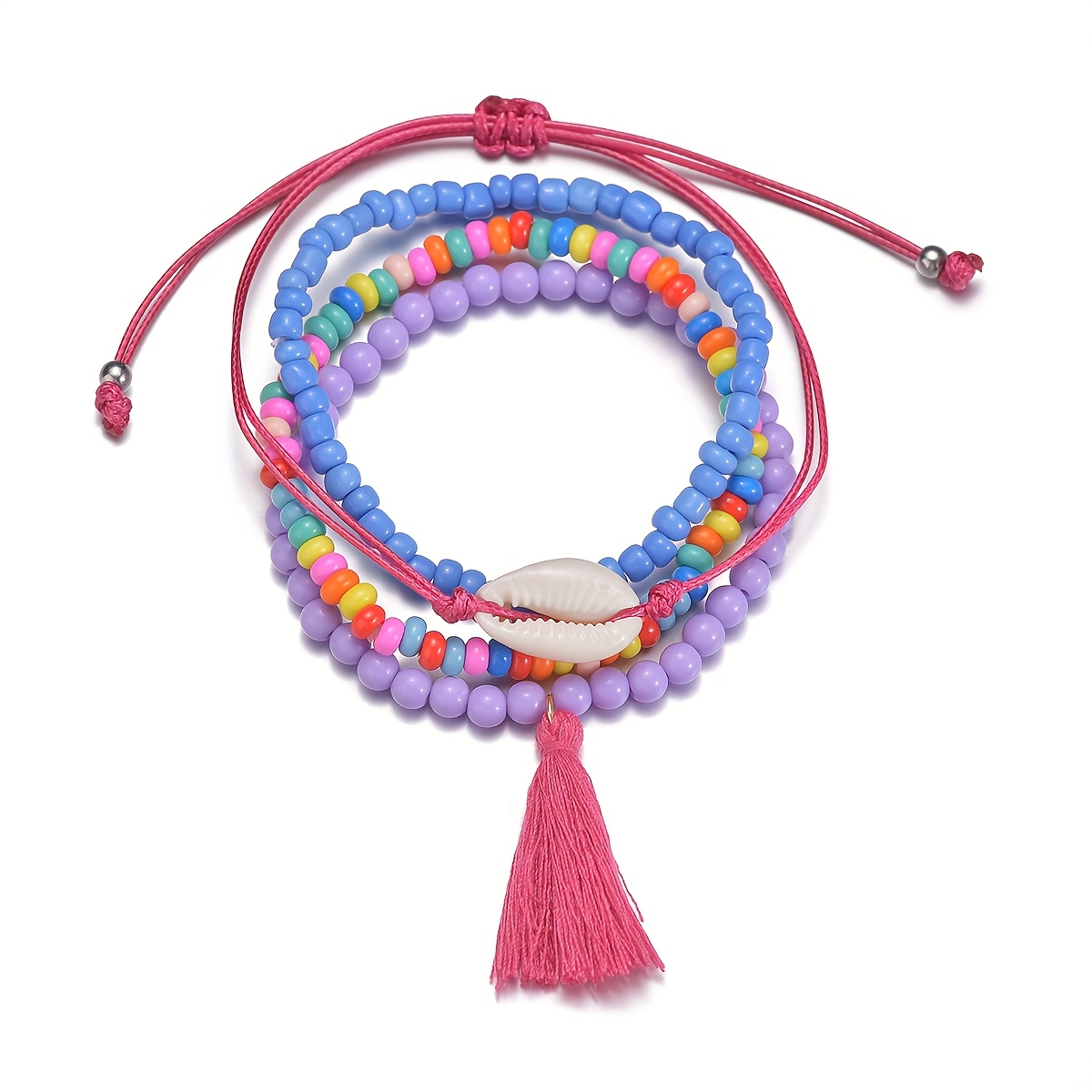 Bohemian Shell & Tassel Bracelets Multicolor Beads Waterproof