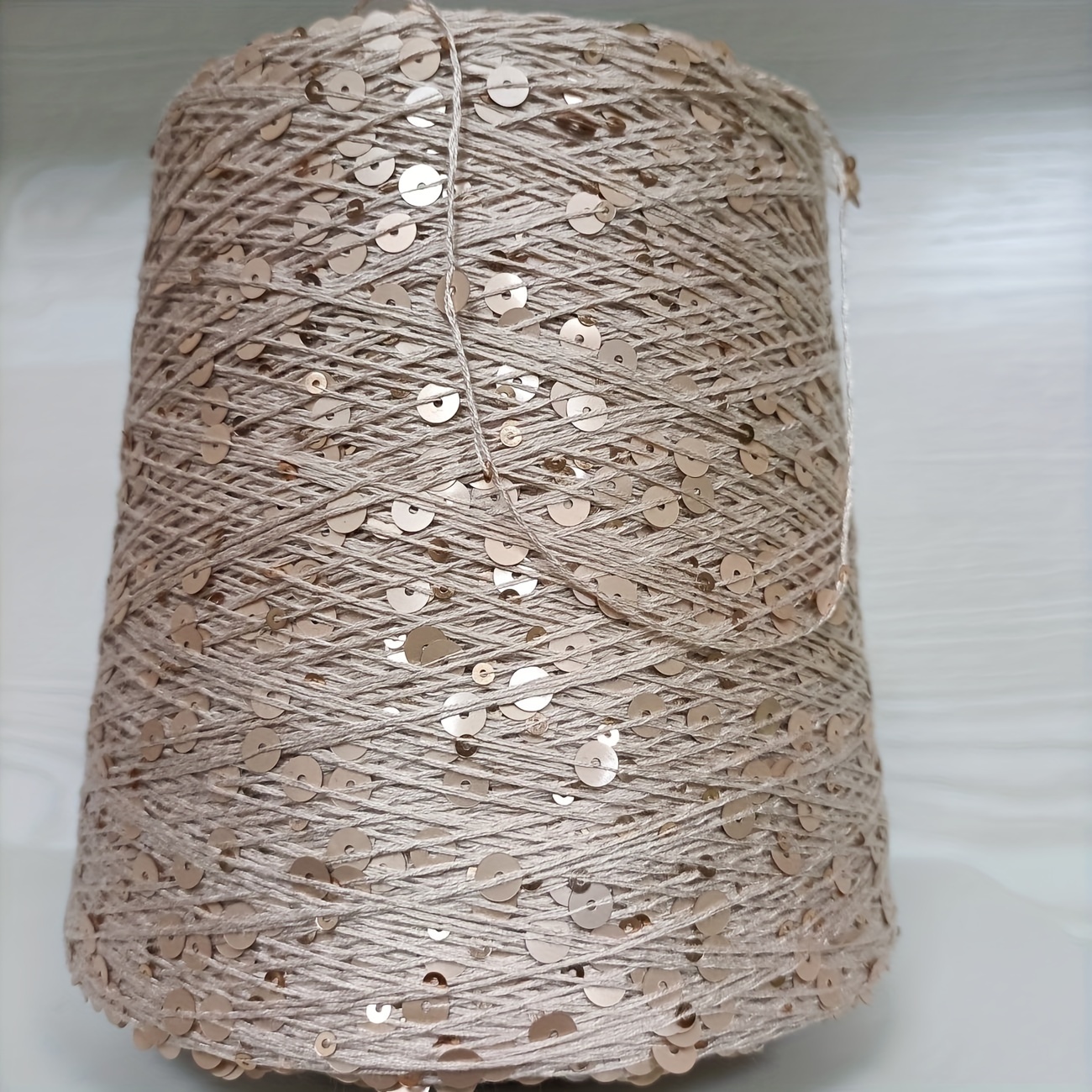 Image of Imported Large And Small Sequin Yarn Wiring Hand-woven Cotton Beads Colorful Colorful Large And Small Sequin Thread Sparkling Thread Diy Sweater Scarf Hat Material Thread Bucket 250g