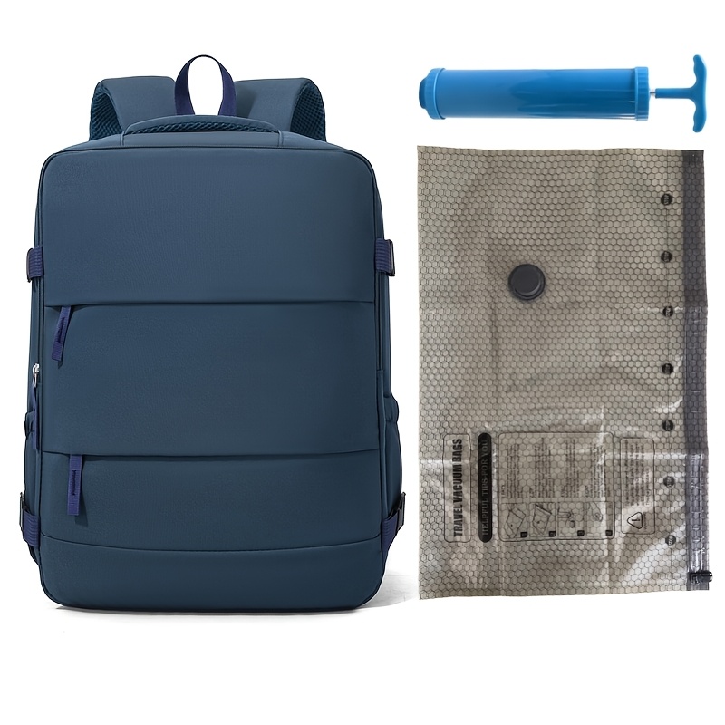 TEMU Set de Compresión al Vacío para Equipaje de Viaje Mochila para Mujer, por Aerolíneas Tamaño 40X30X20Cm, Bolso de Cabina con Bomba de Vacío ,