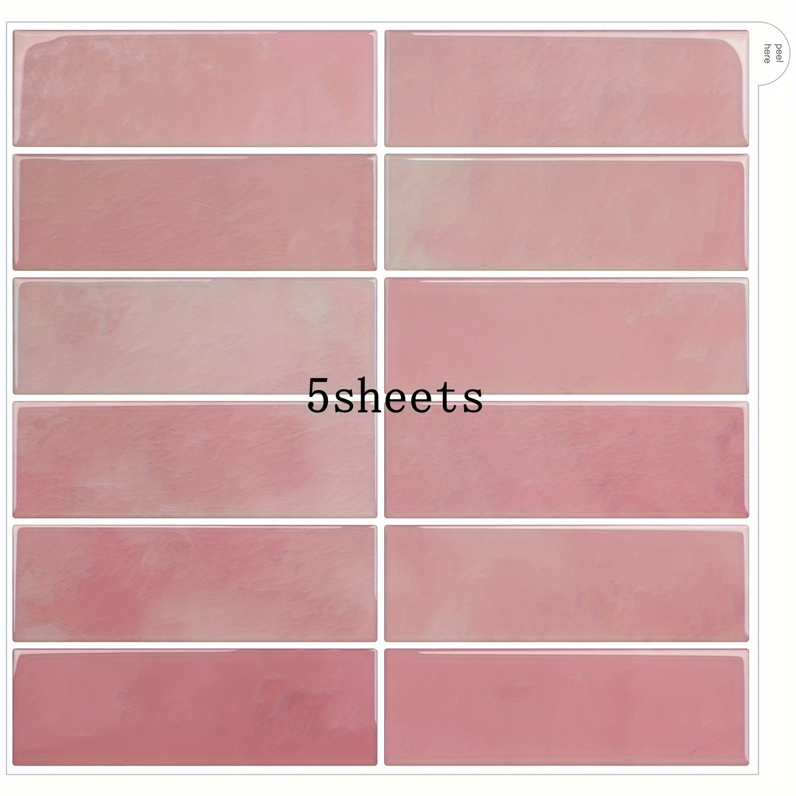 5 Pieces Of 3d Pink Linear Mosaic Tiles, Easy-to-tear Self-adhesive Wall Tiles, Renovation Stickers, Suitable For Kitchens, Bathrooms, , And Sinks, Measuring 12x12 Inches