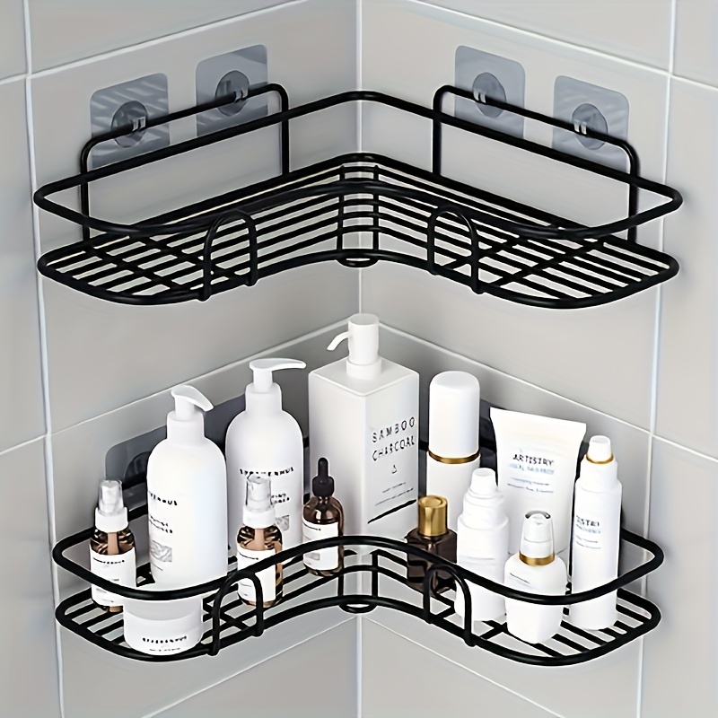 

1pc Stainless Steel Corner Shower Shelf, Rust-proof Wall Mounted Bathroom Organizer For Shampoo, Toner & Cosmetics Storage