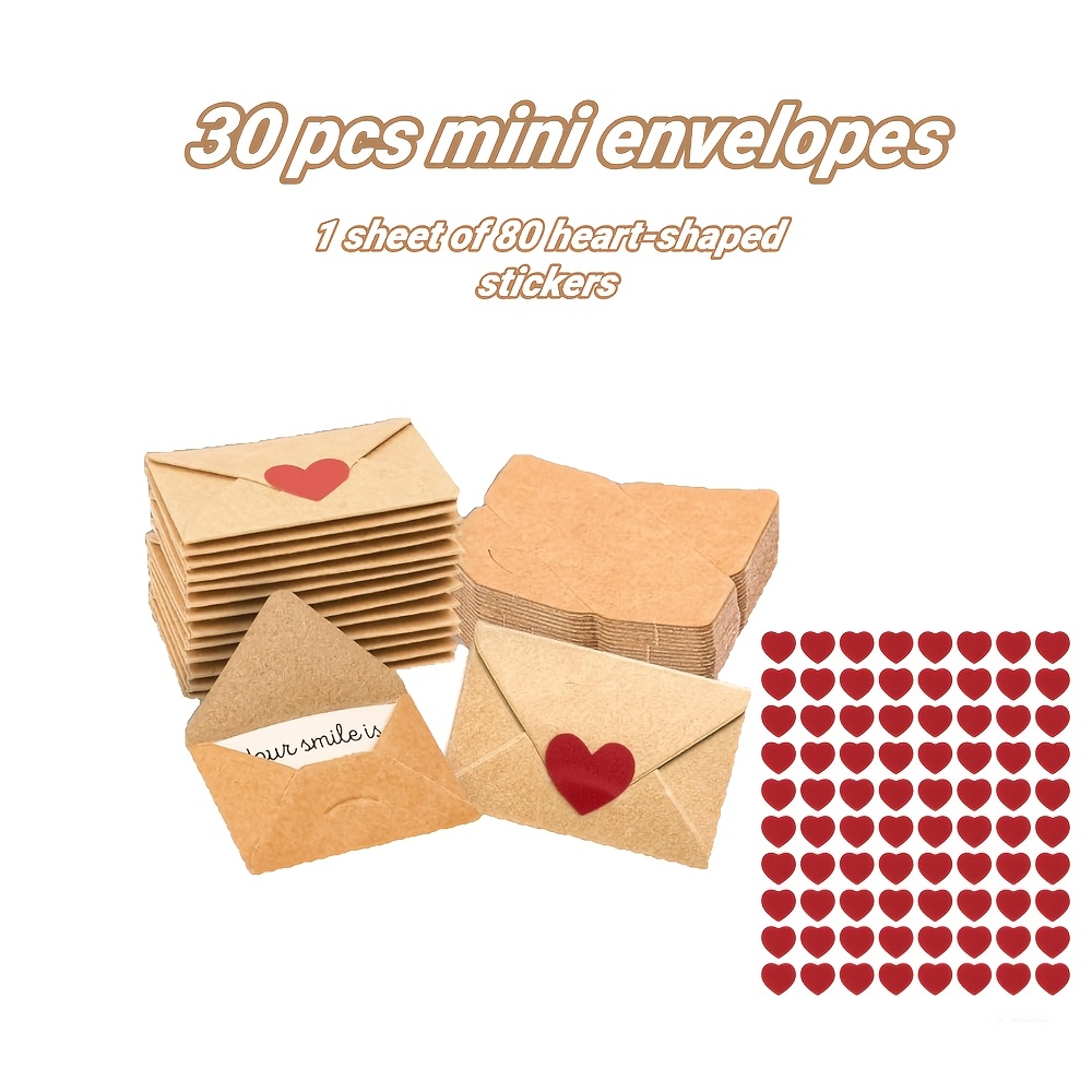 30/60pcs Envelopes - Envelopes, Heart Stickers, Cards, Notes For Him Or Her, Adorable Gifts For And Girlfriends