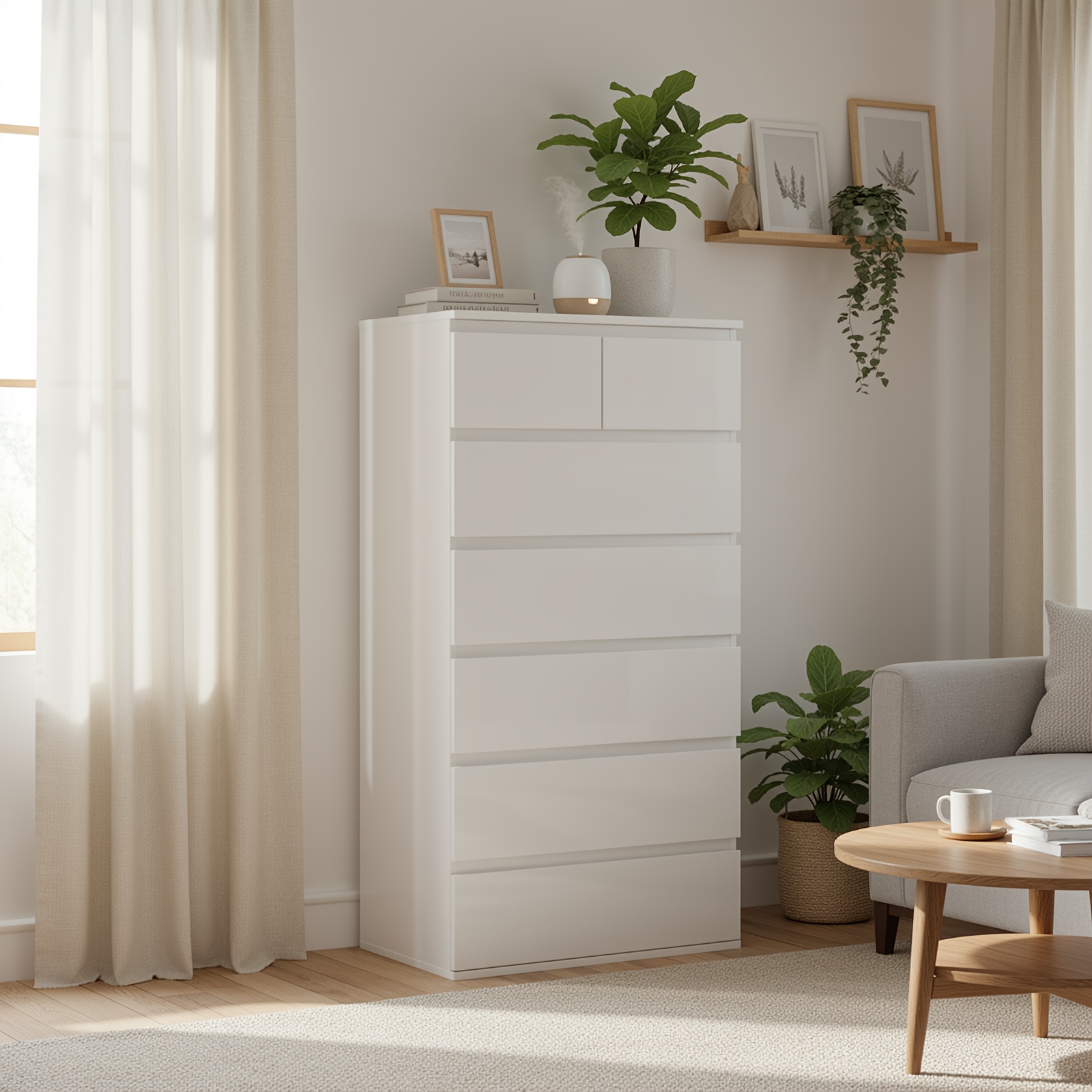 TEMU Kealive Chest Of Drawers Bedroom, Chest Of Drawers 7 Wooden Drawers, Modern Bedside Table With Drawers, Suitable For Bedroom, Living Room, In 2