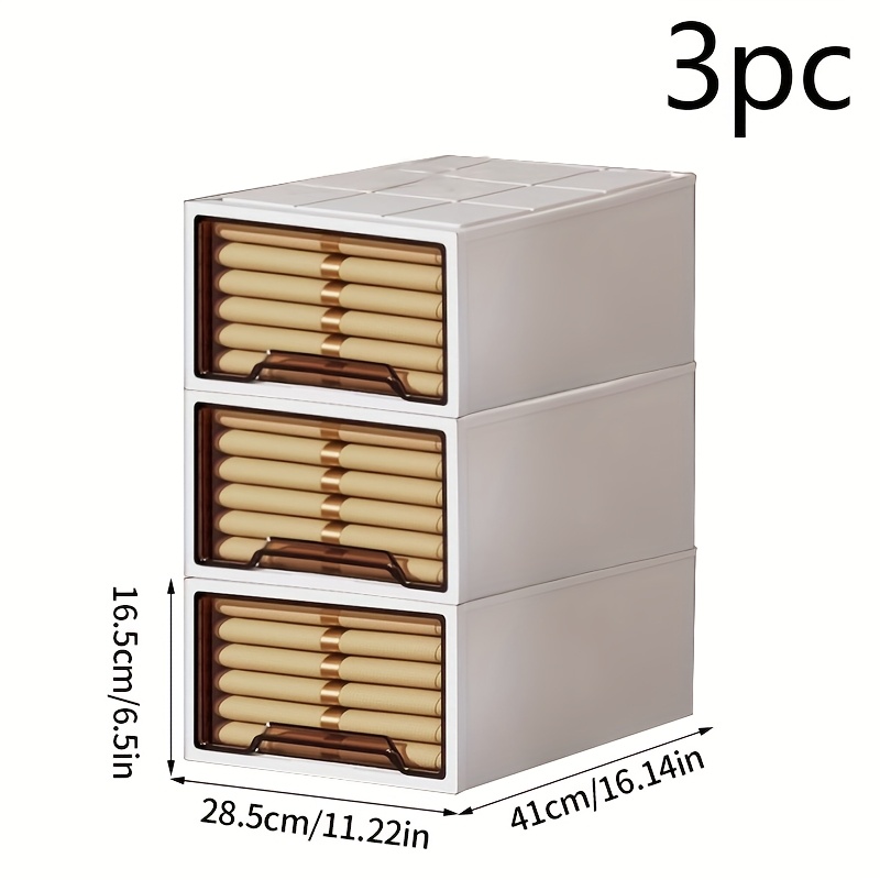 2/3-pack Stackable Drawer Storage Boxes, Clothing Storage Boxes In Home Closet, Bathroom Desktop Storage Boxes, Suitable For Office, Dormitory, Closet Storage, White