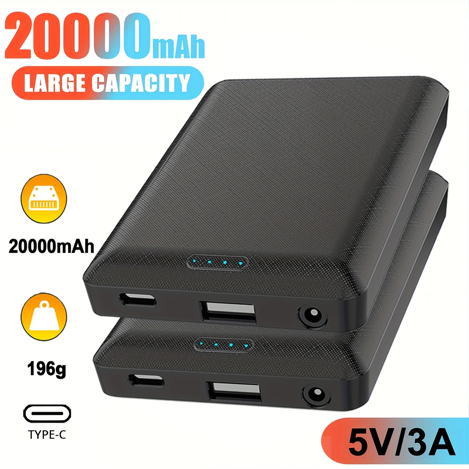 

20000mah Power Bank Dc5v 3a Portable Charger External Battery Pack For Heating Vest Jacket Scarf Gloves Electric Heating Equipment