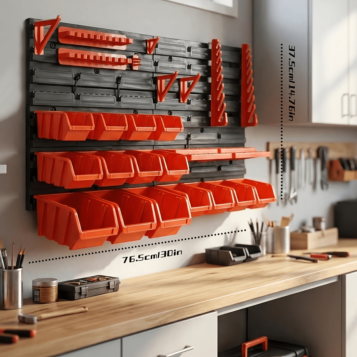 Image of Red Wall-mounted Storage Rack For Organizing , Screws, Nails, Beads, Buttons, And Other Small Items Storage And Organization