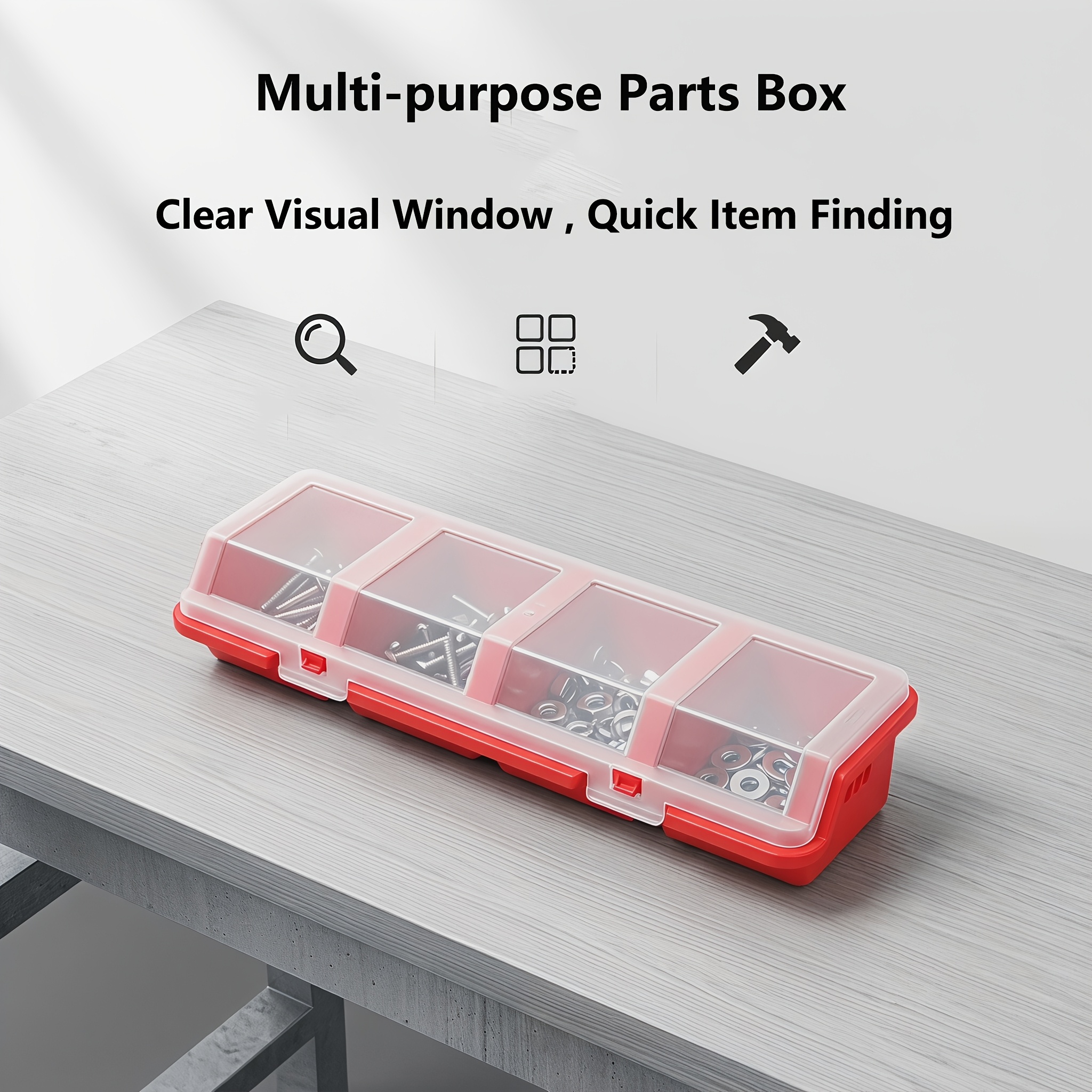 TEMU Hardware Parts Sorting Storage Box, Suitable For Auto Repair, Hardware Parts, Diy Projects, And Home Repairs. Thickened Parts Box