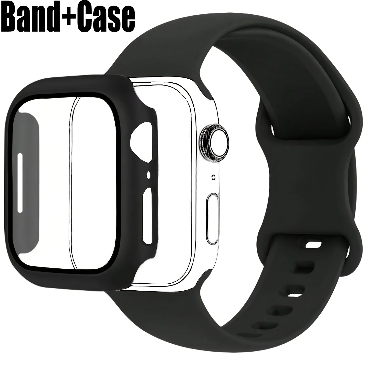 2pcs for   watch case strap set ultra thin tempered glass screen protector adjustable comfortable wristband compatible with for   watch   2 3 4     11 se  