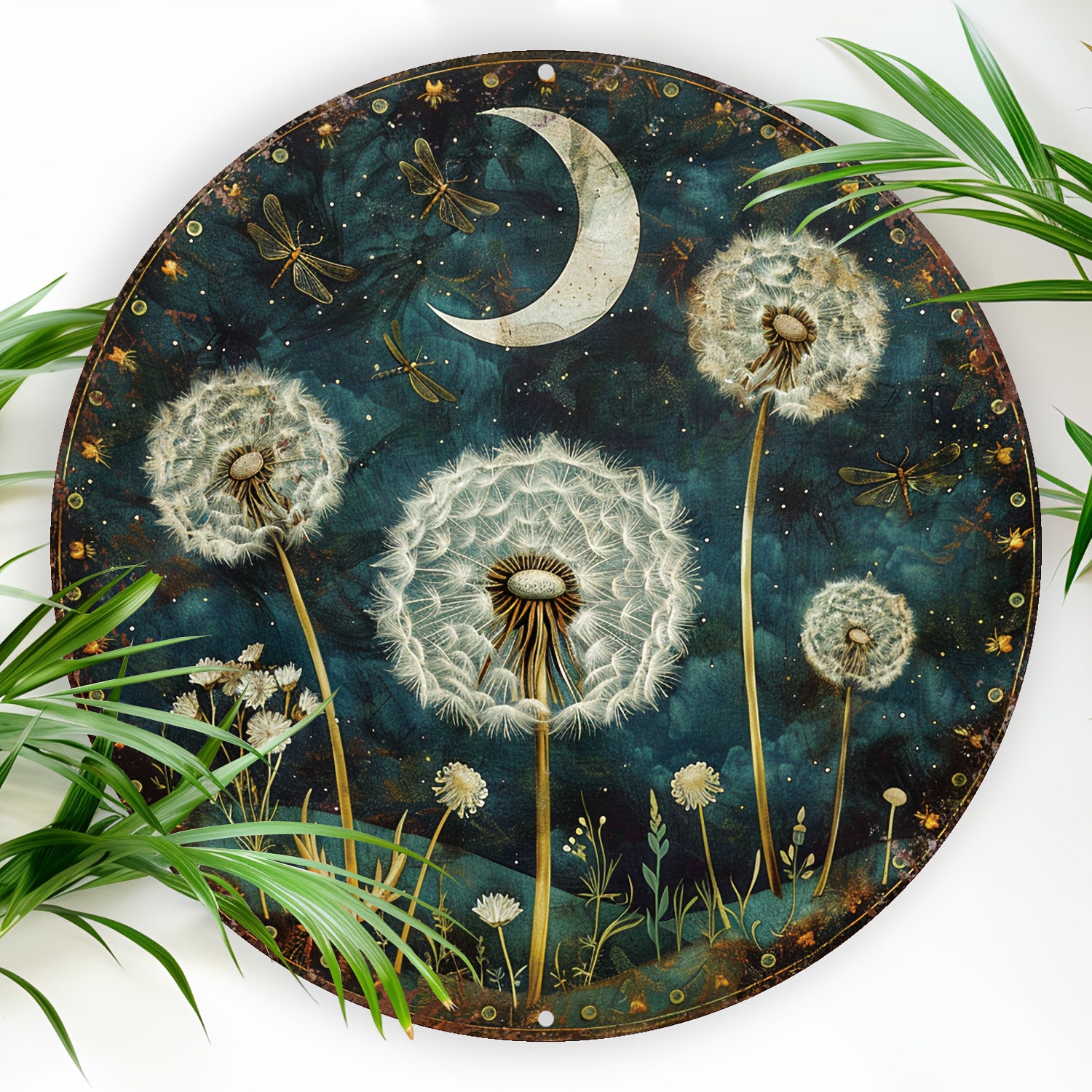 

Vintage Dandelion Moonlight Aluminum - 8x8" Round Tin Sign For Home, Cafe, Bar Decor | Unique Gift Idea