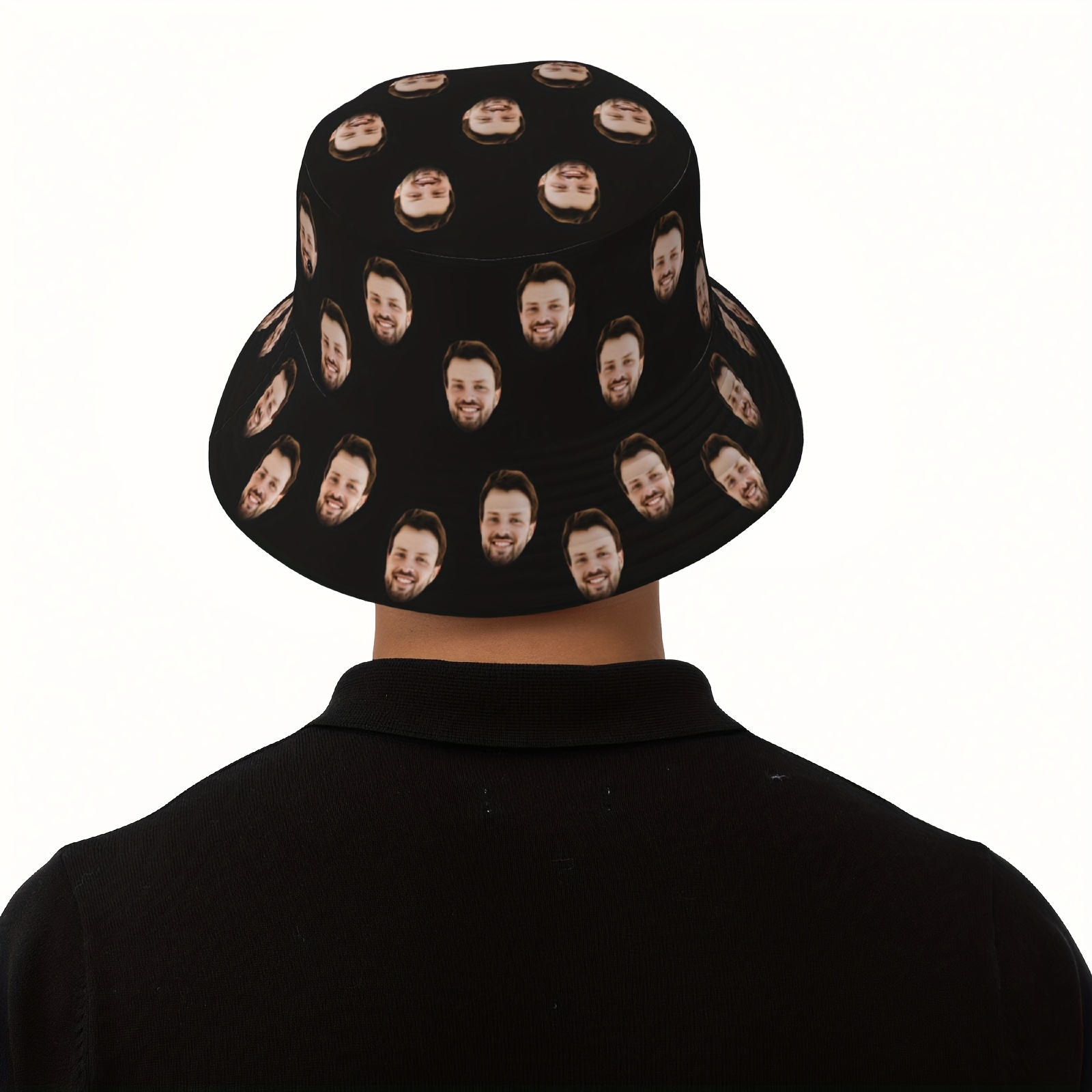 Personalized Portrait Print Bucket Hat - Custom Fun Fisherman Cap For , Ideal For Summer Beach & Travel, Unique Novelty Gift, Polyester Material, Beach Hat