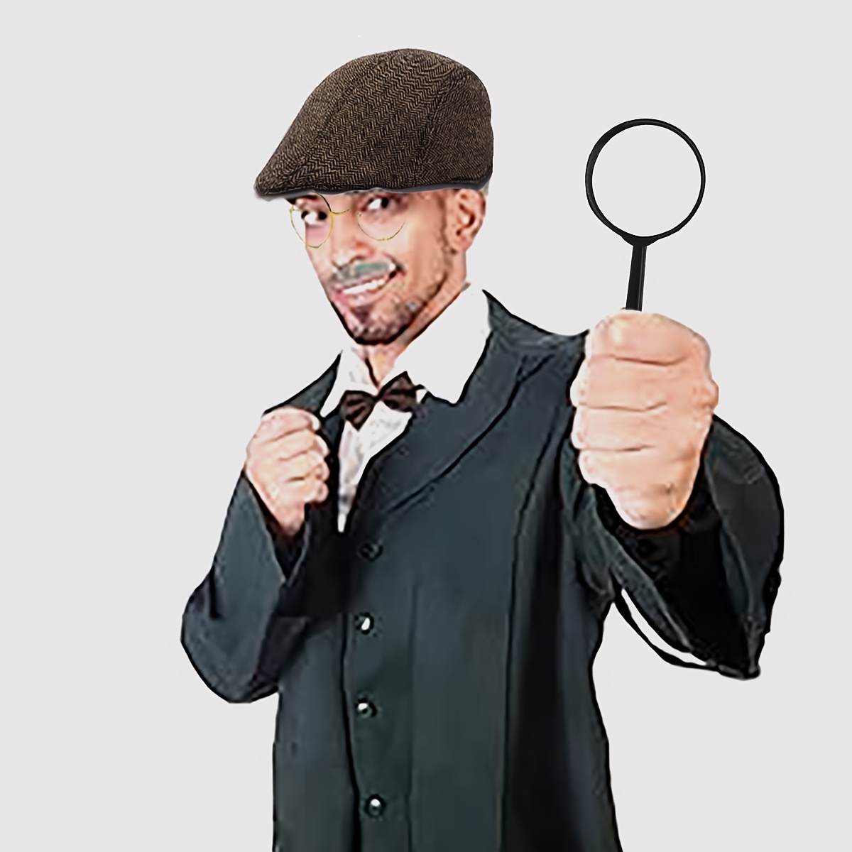 Sherlock Holmes Detektiv Kostüm-Set – Hut, Brille, Lupe, Schnurrbart & Fliege Für Karneval & Cosplay