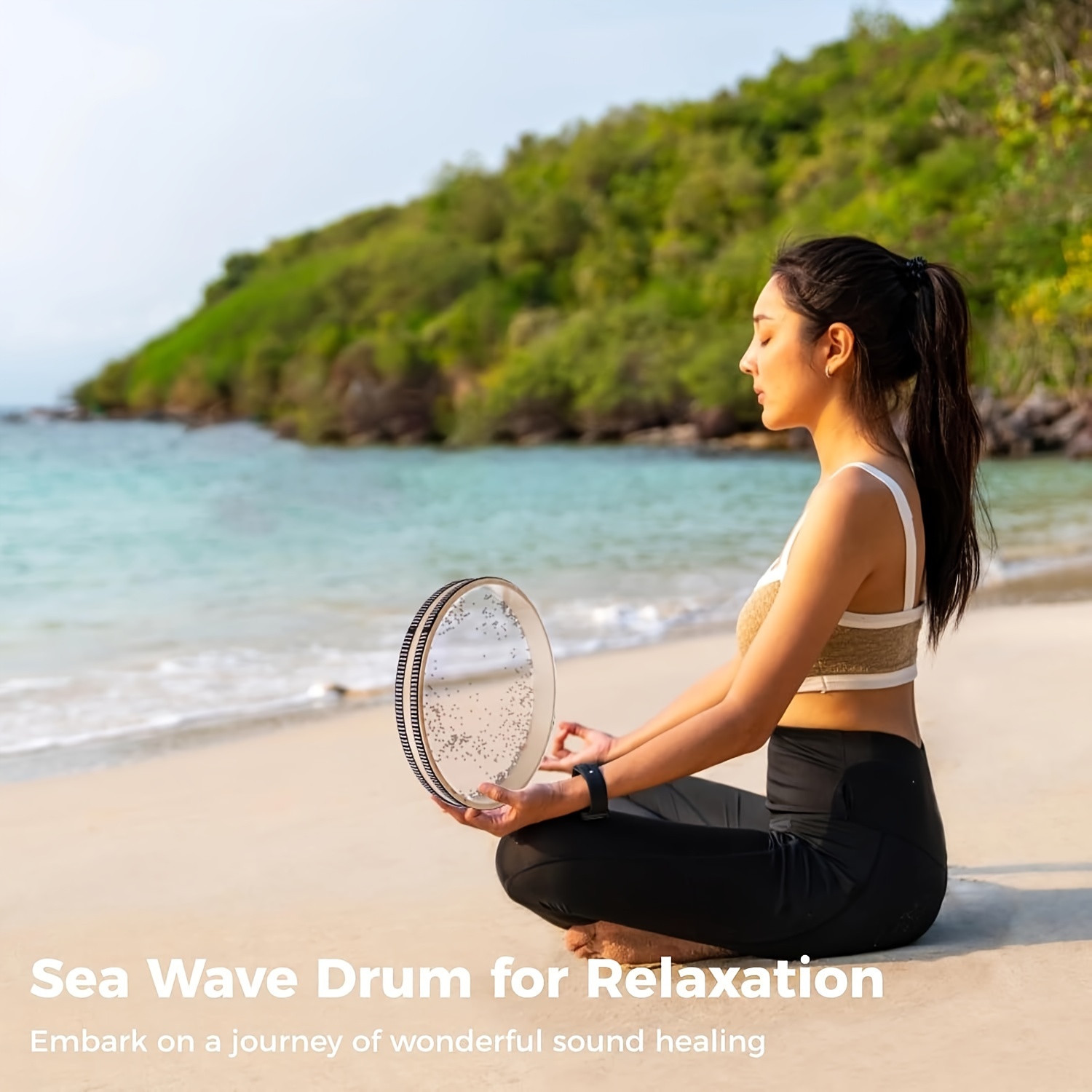 Ocean Wave Drum - Natural Sound Instrument for Relaxation, Meditation, Mindfulness & Yoga - White