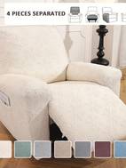 1 2 3 seater sofa recliner cover chenille fabric slip resistant washable with elastic bottom furniture protector of 4 6 8pcs reclining chair covers