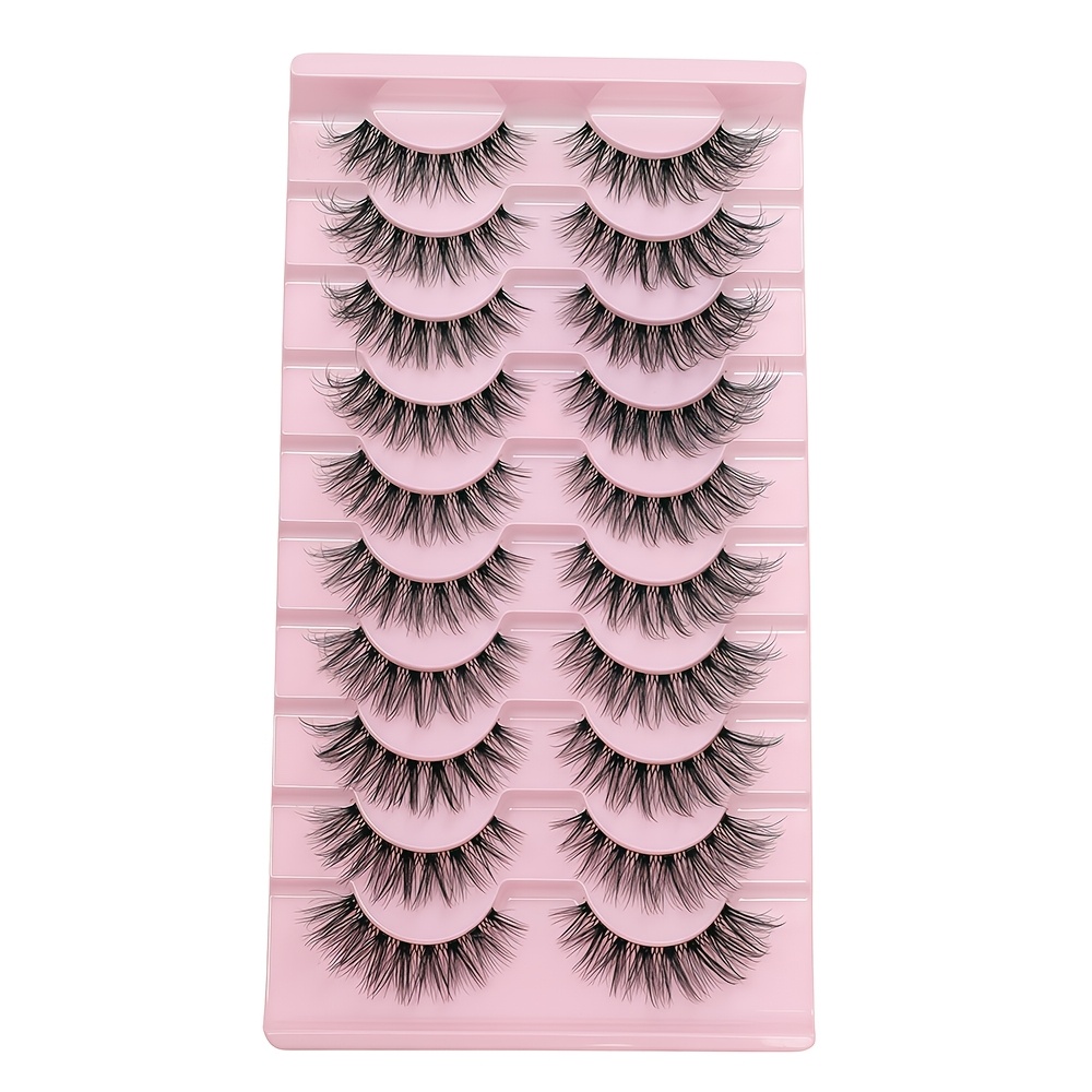 Image of European And American Thick Style 3d False Eyelashes 10 Pairs -piece Natural Transparent Stem Whole Strip Three-dimensional Eyelashes