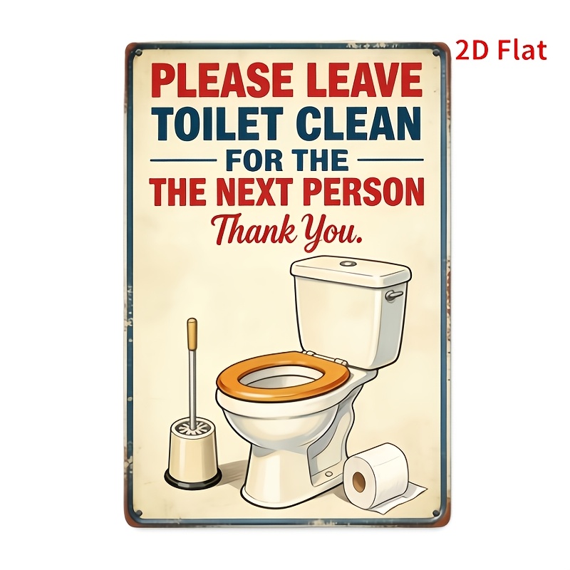 TEMU 2d Flat, [2d-plate] 1pc "please Leave Toilet Clean For The Next Person, Thank You." Wooden Sign - Suitable For Indoor/outdoor Use, , Rustic