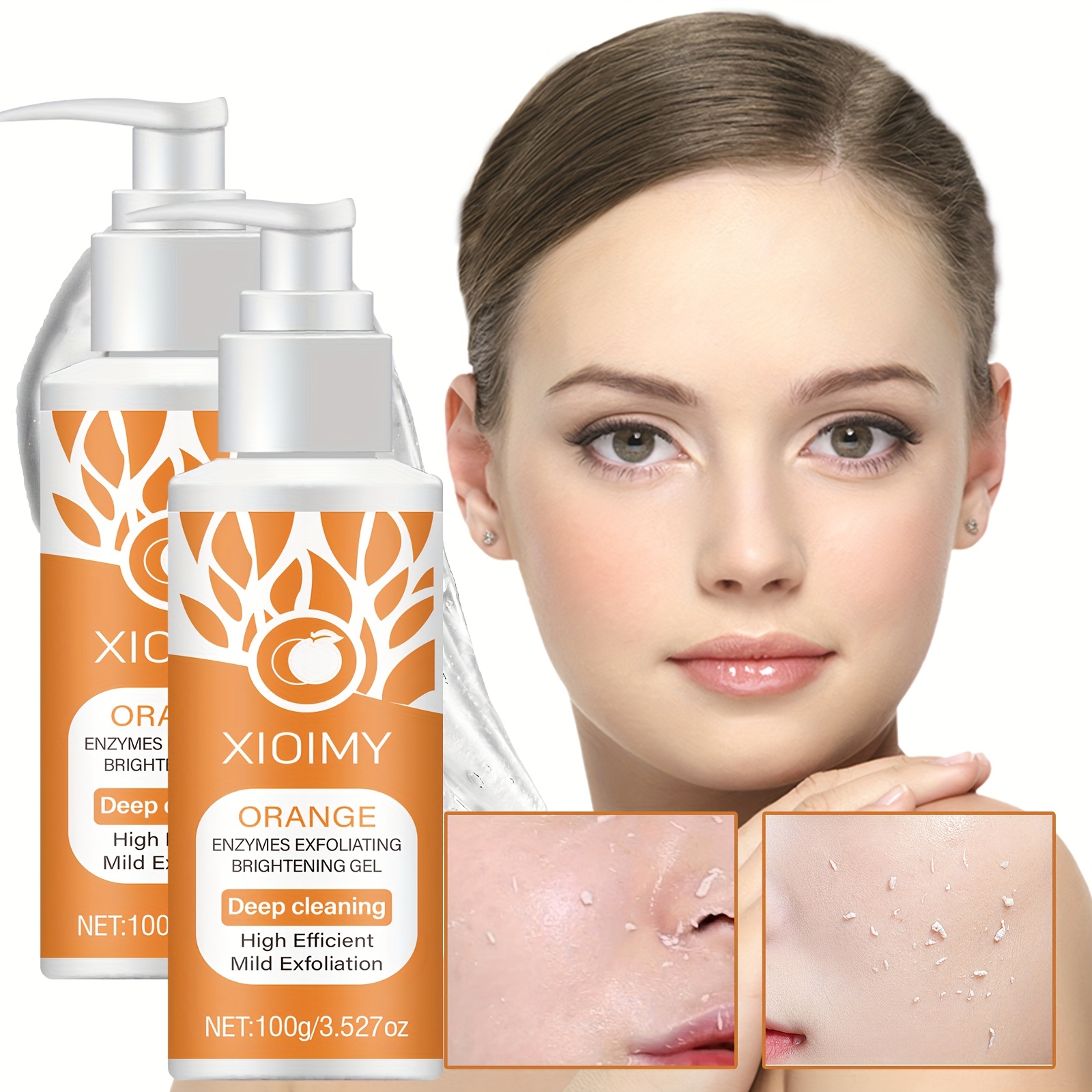 2 szt. pomarańczowy enzymatyczny peeling z aloesem i olejkiem jojoba, skutecznie oczyszcza   i ciało, sprawiając, że Light Beige wygląda świeżiej i gładszy, odpowiedni dla wszystkich typów skóry Light Beige