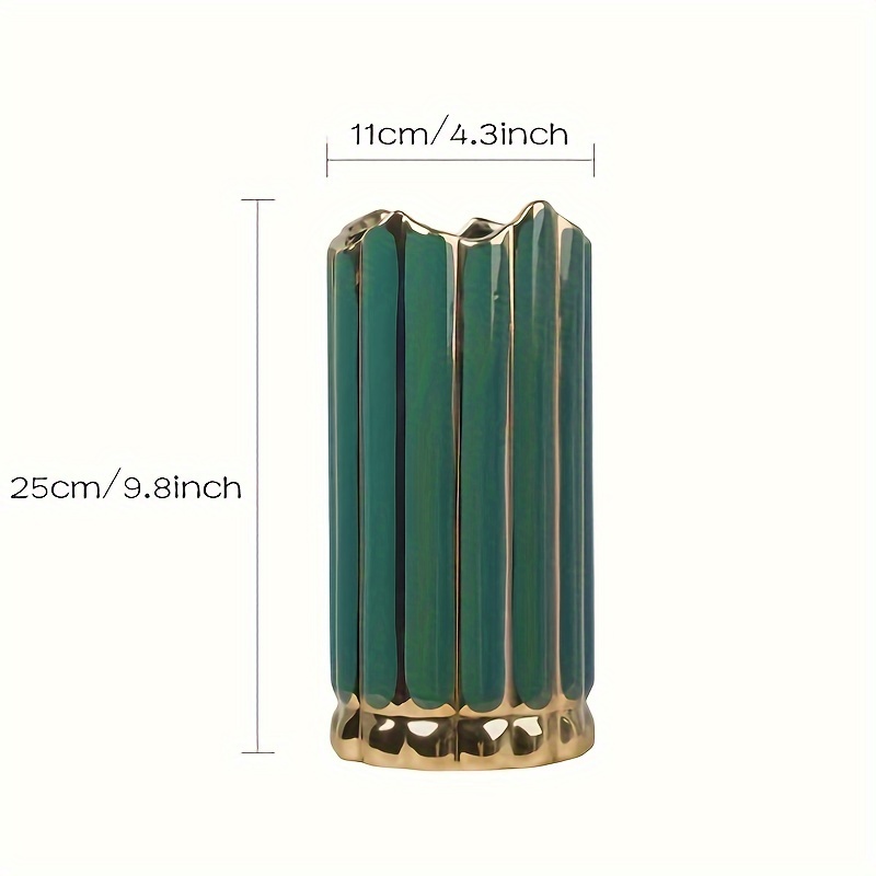 Image of 1pc Contemporary Ceramic Vase With Golden Accents, Round Shape Decorative Storage Organizer For Room, No Electricity Or Battery Needed, Elegant Floral Arrangement Gift Piece, Vases Home Decor
