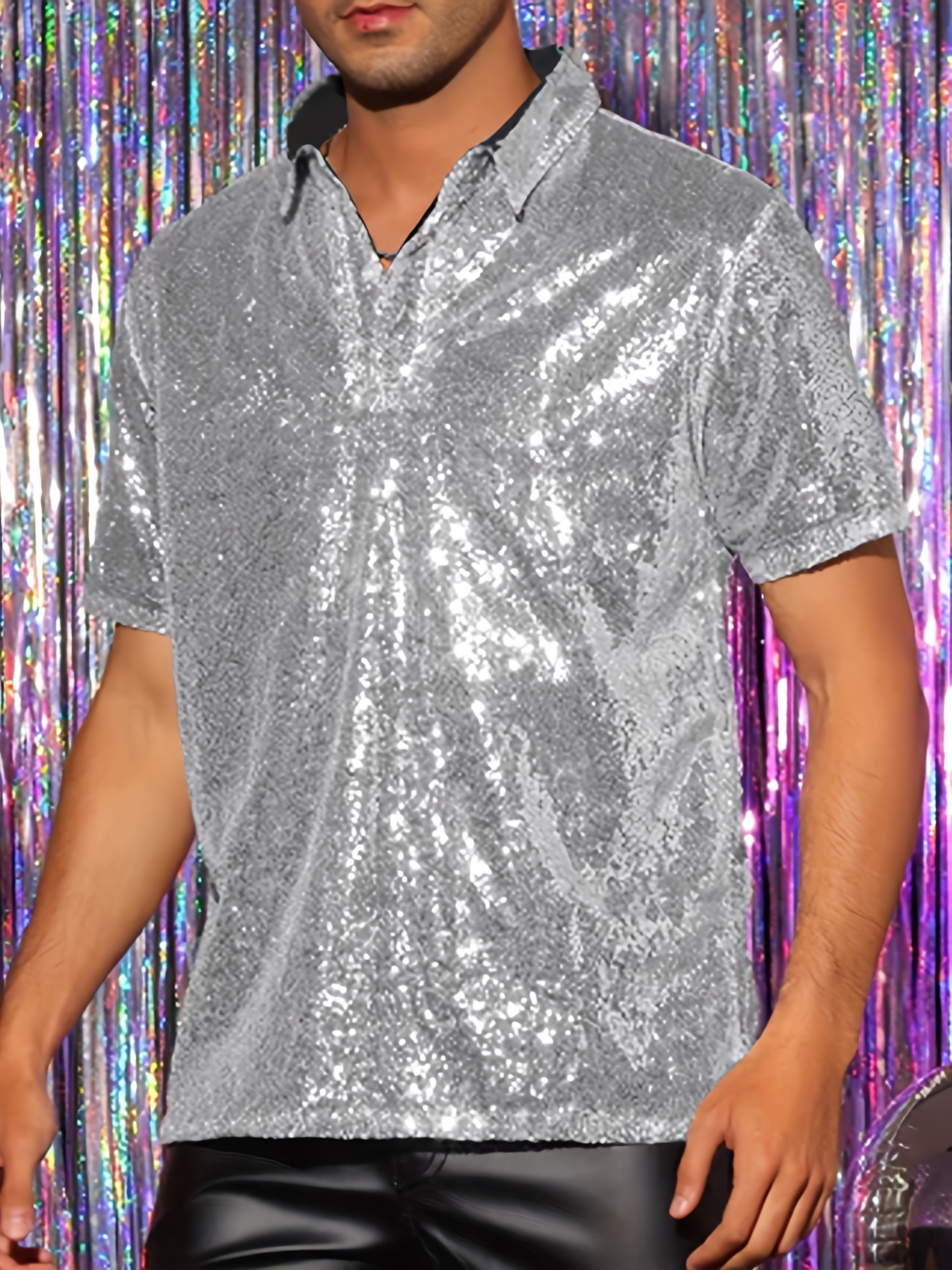 silver shirts for men sold on Temu United States
