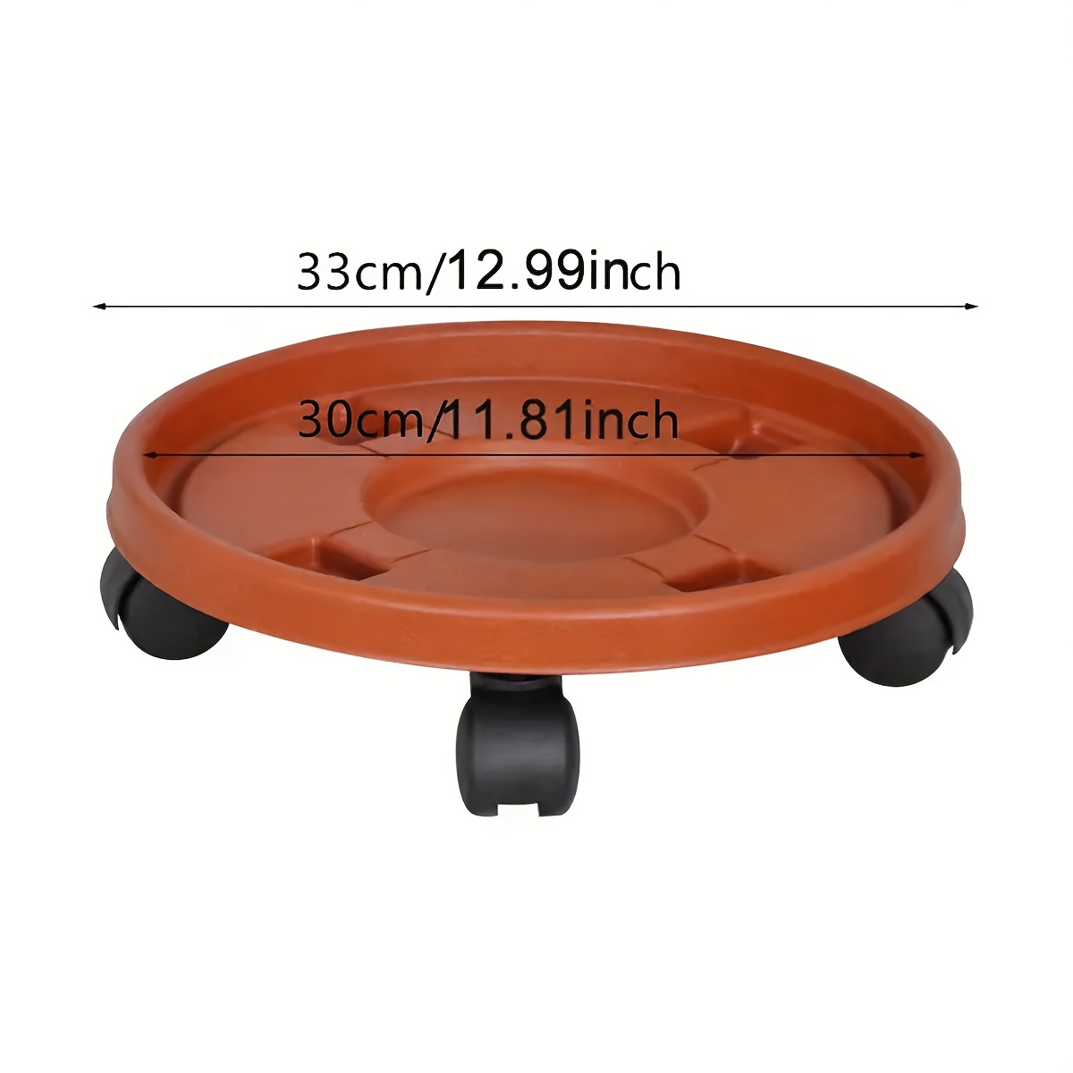 TEMU Base de pot de fleurs mobile épaissie rouge, plateau d'évacuation respirant avec roulettes, de pot de fleurs rond en résine