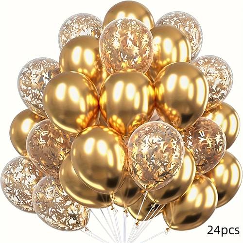 poza articolului un set de 24 de baloane metalice , fiecare având o dimensiune de 30.48 cm, perfecte pentru celebrări precum aniversări, de naștere, petreceri burlăcițe și decorațiuni de nuntă