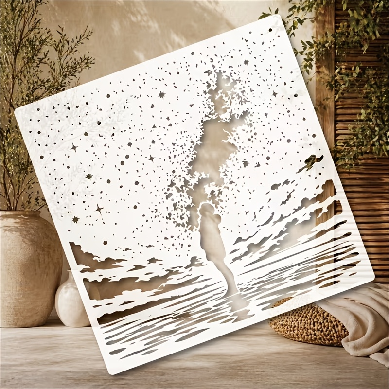 TEMU Sunset Starry Sky Painting Stencil, Reusable Scenic Figure Template For Wall, Canvas, Fabric, Furniture, Frame, And Home Decor Projects