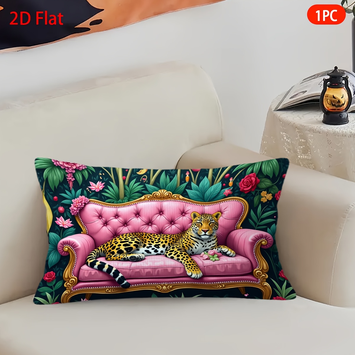 TEMU 1pc 1pcs Traditional Leopard Print & Short Plush Throw Pillow Cover - Double-sided Sofa Cushion Case Suitable For Parties, Zipper Closure,