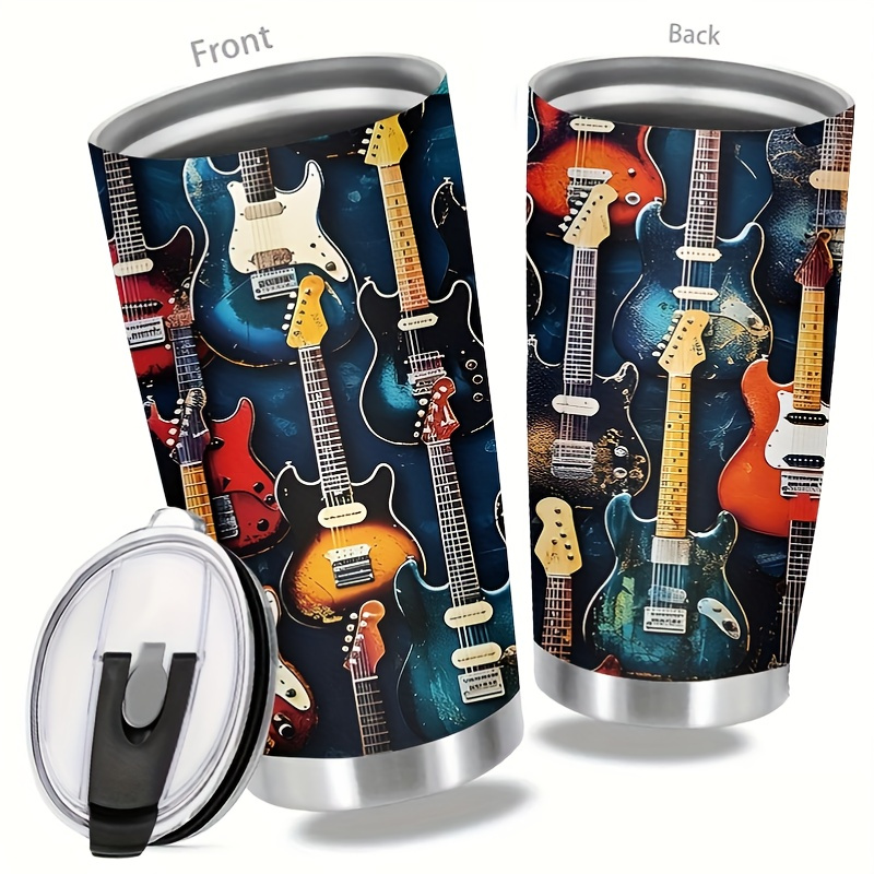 

Jit 20 Oz Stainless Steel Tumbler With Guitar Theme – Vacuum Insulated Travel Cup With Lid And Straw, Reusable, Ideal For Music Lovers, Christmas, And Valentine's Day Gifts