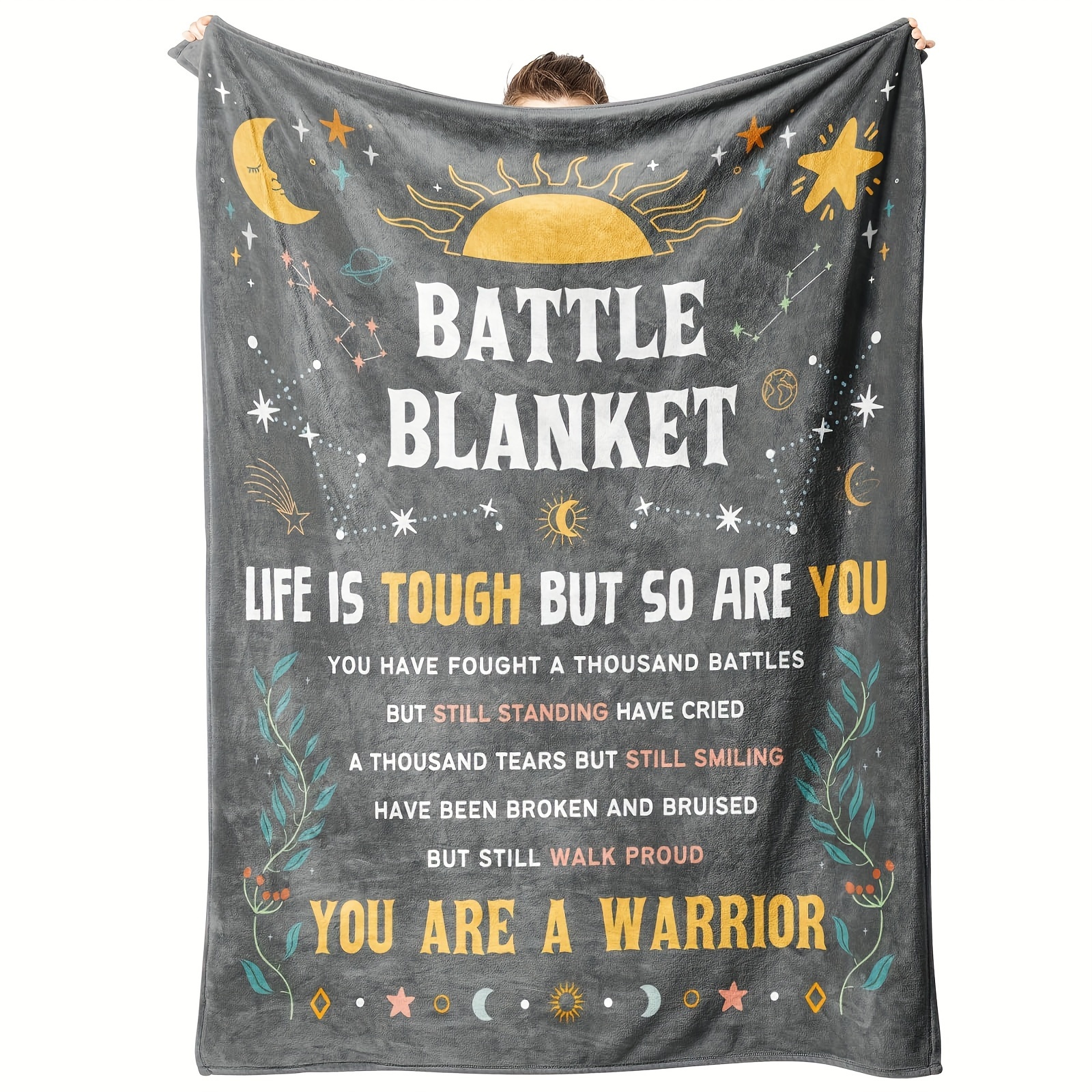 

1pc Inspirational Blanket For Women, Contemporary Style, Machine Washable, Geometric Pattern, Grey, , , Flannel, Knit, , Polyester Cover, 200-250g Fabric Weight, Home & Kitchen Bedding