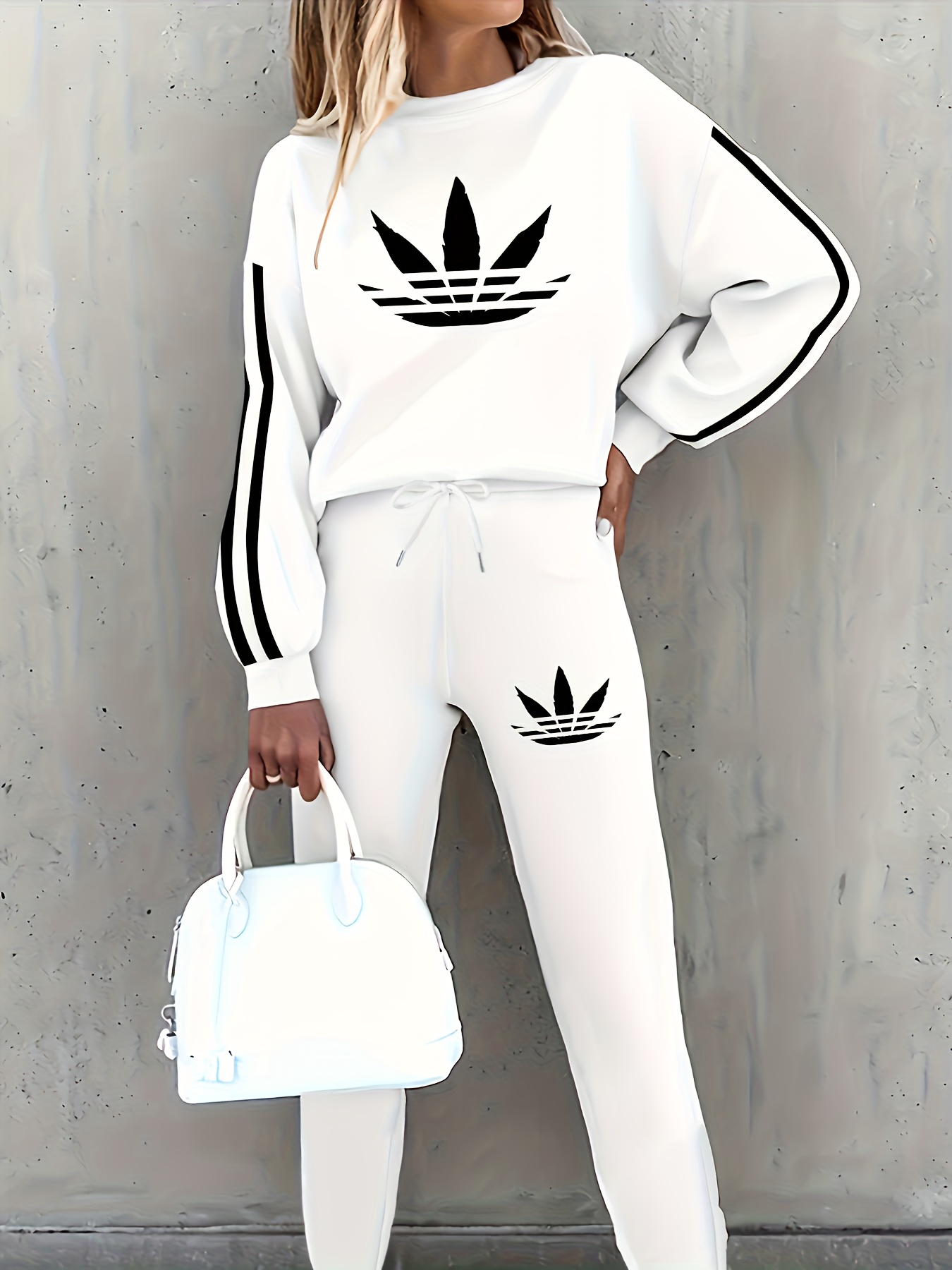 2025 Nieuwe Cross-Border Mode Casual Vakantie Set voor Dames, Verstevigde en Gevoerde Herfst/Winter Sweatshirt & Joggers met Zakken