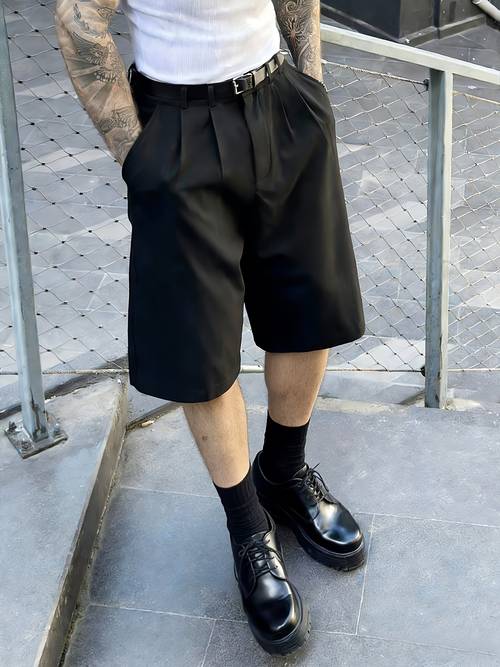 pantalones cortos de traje para hombre, de corte , de moda, casuales y formales, con elegante de caída, cómodos de llevar, adecuados para a fiestas , vacaciones, tela antiarrugas y sin planchar